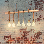 Youngstown hanglamp, lengte 100 cm, zwart/bruin, 6-lamps.