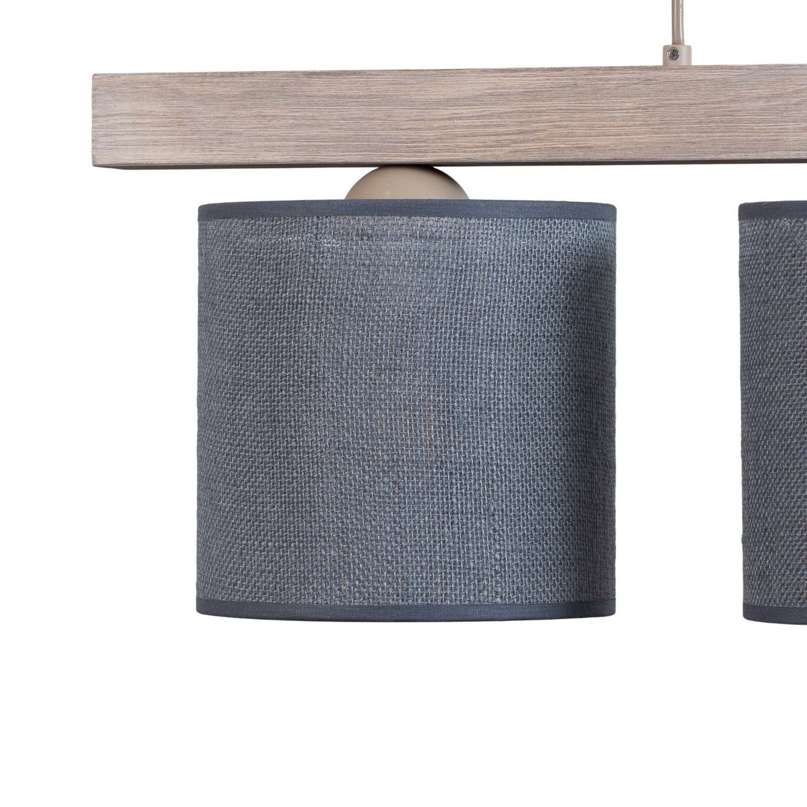 Suspension Forest, à 3 lampes, bois clair, jute gris