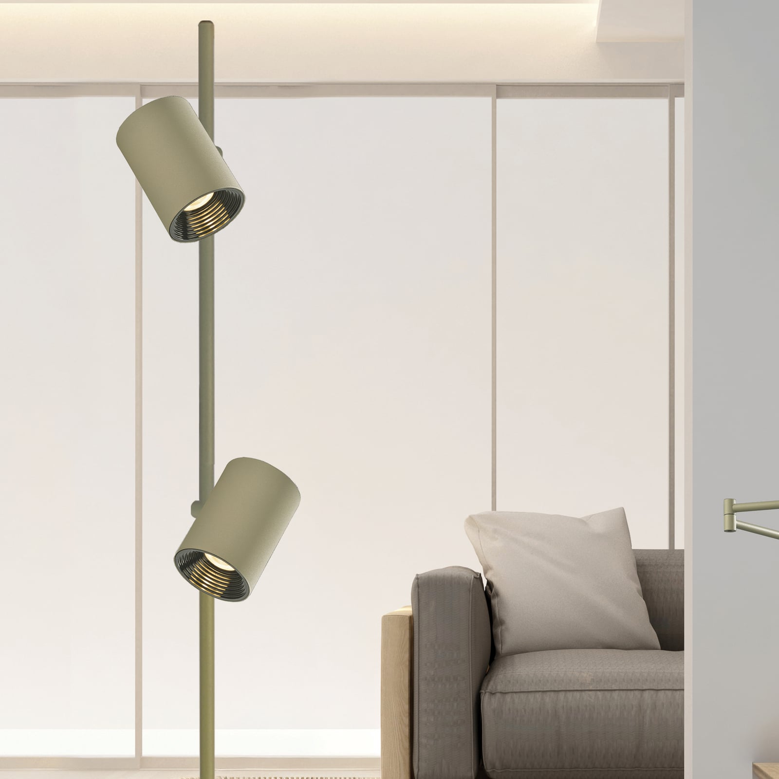 LED-gulvlampe Melina, olivengrønn, høyde 162 cm, metall, dimbar