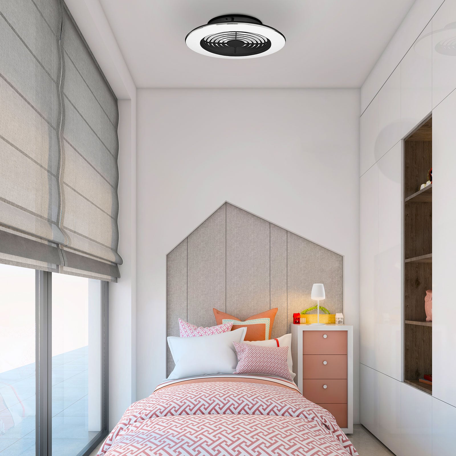 Alisio Mini LED-Deckenventilator, schwarz, Ø52,5 cm - Mantra