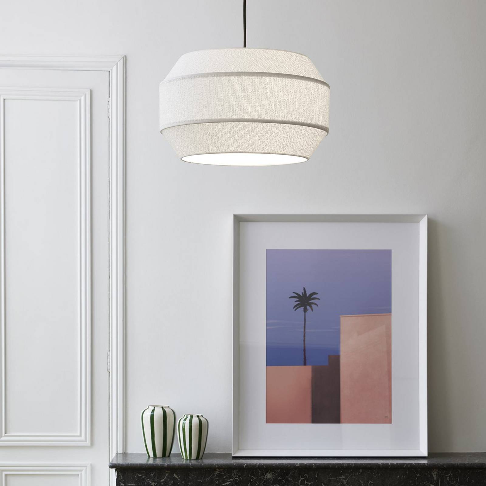 MARKET SET Pendellampe Cosiness, Ø 46 cm, weiß, Stoff günstig online kaufen