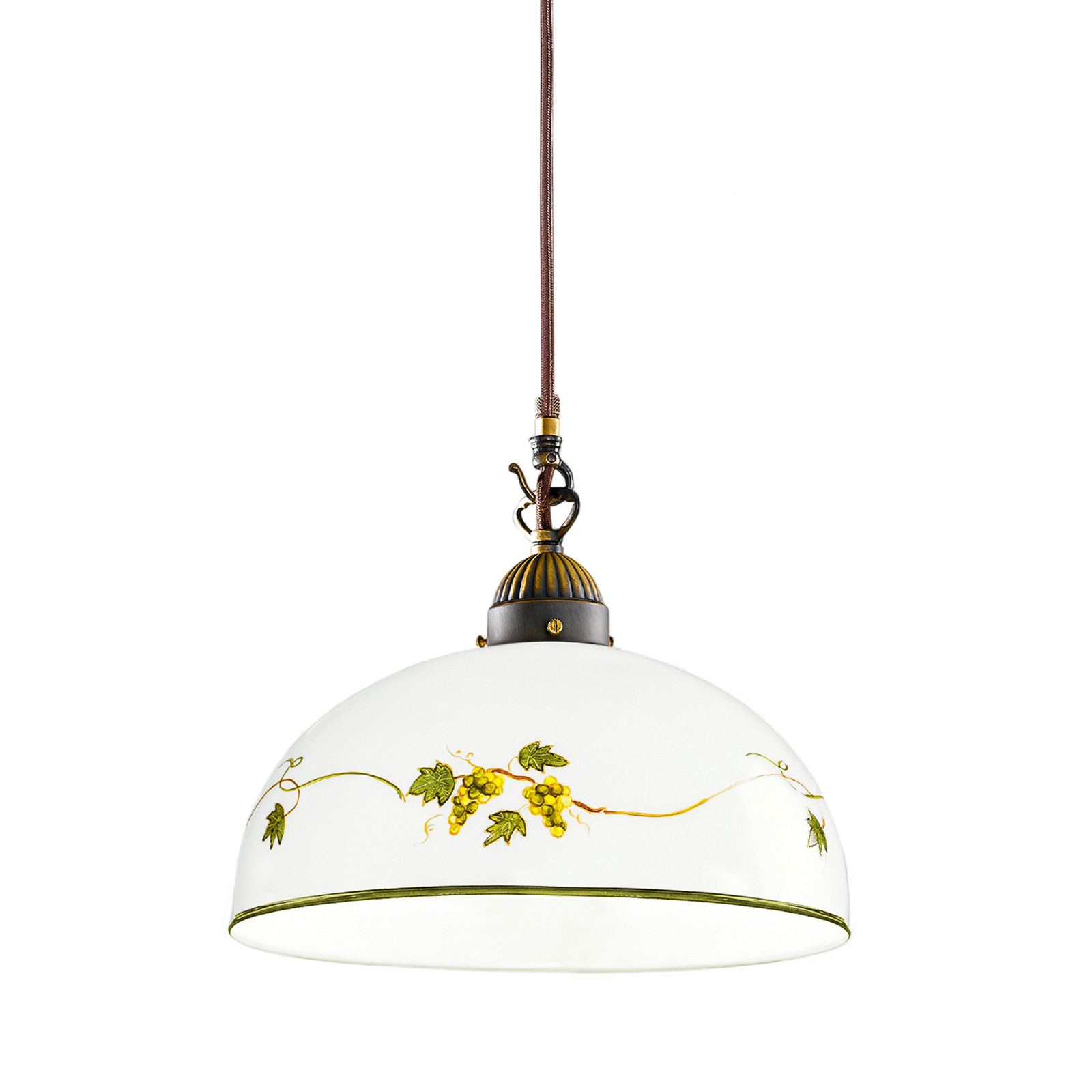 austrolux Kolarz lampă suspendată Nonna Ø 30 cm struguri margine netedă - Camera de zi / sufragerie - Casă de țară / Rustic - alb colorat alamă - Sticlă