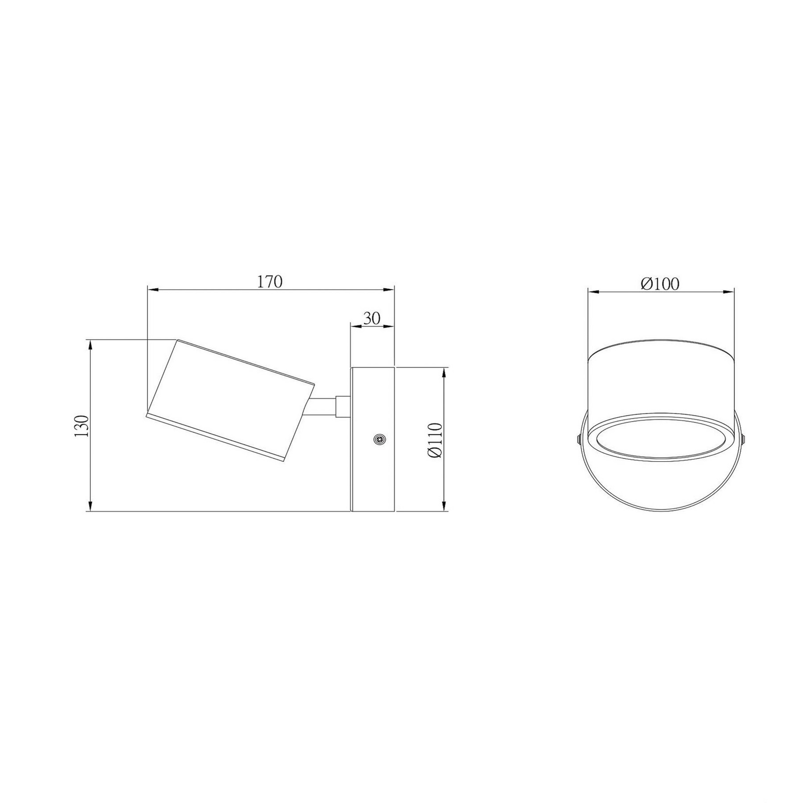 Candeeiro de parede LED Gian, preto, largura 11 cm, metal