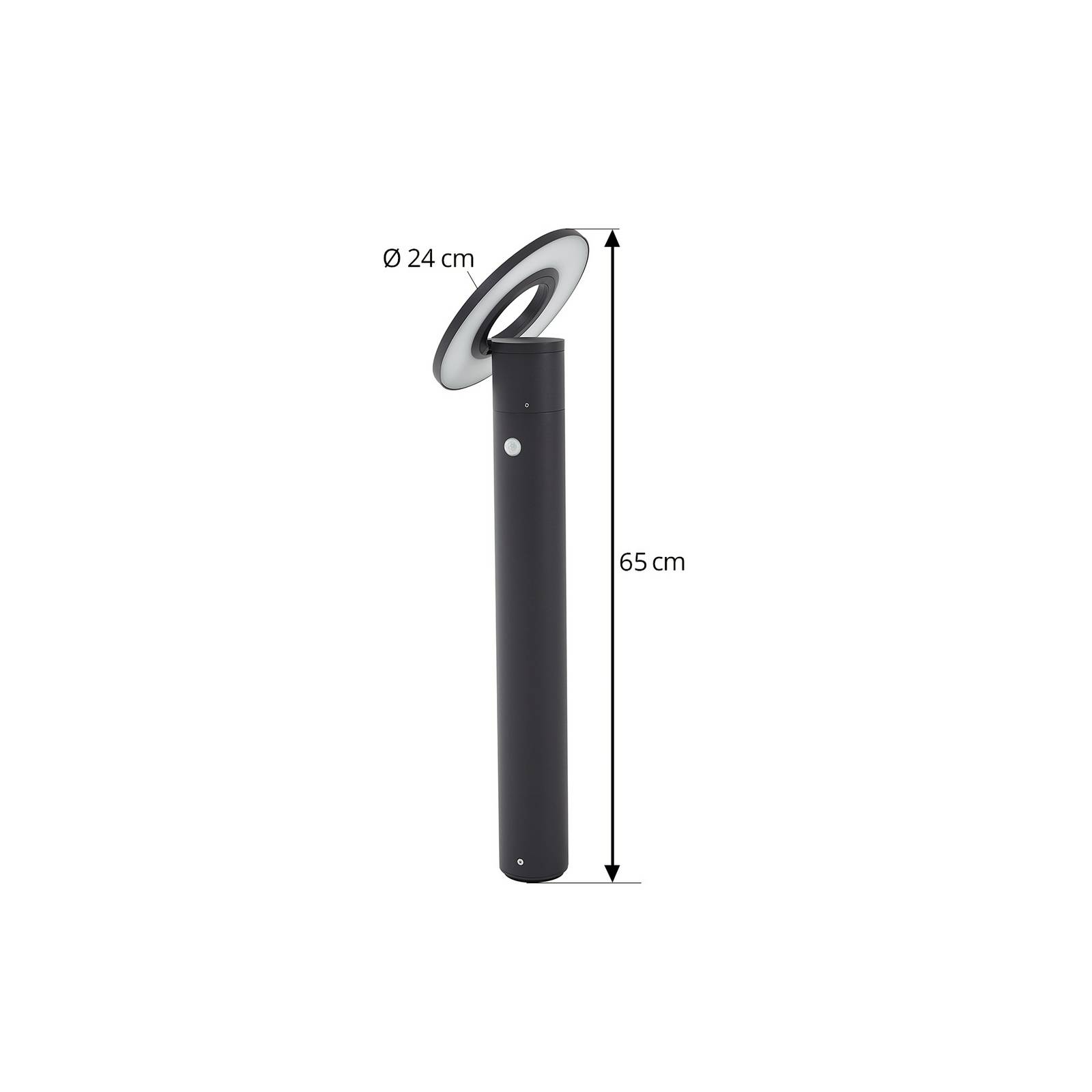 Słupek oświetleniowy LED Tovio, antracyt, Ø 24 cm, czujnik