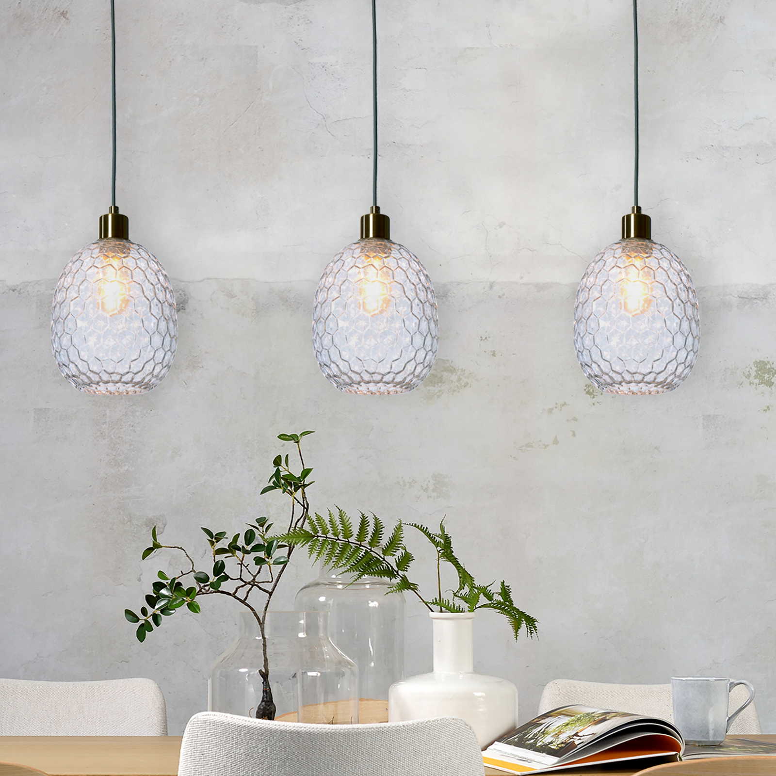 IT'S ABOUT ROMI Suspension Venice, ovale, transparente, verre, E27