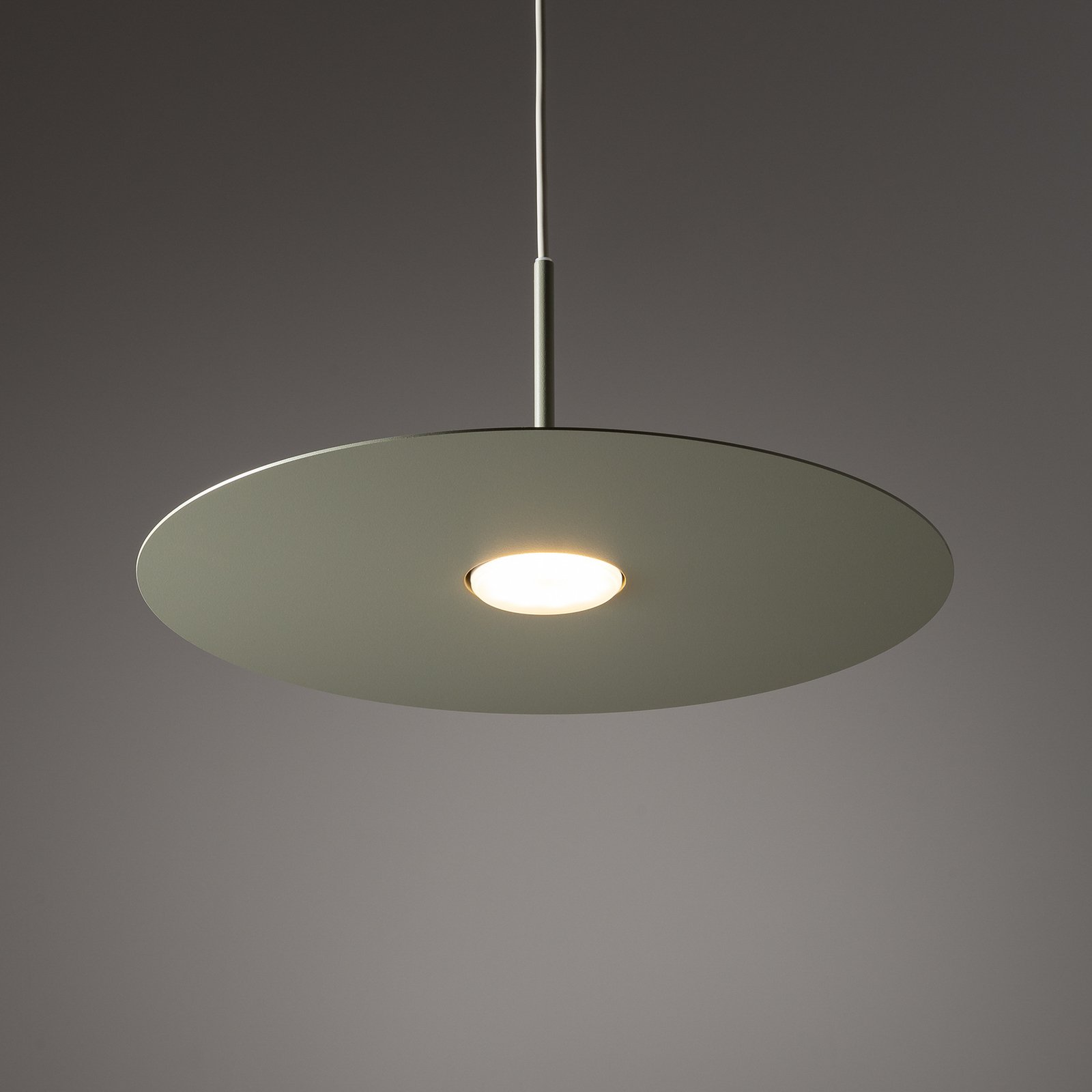 Simone pendant light, steel, sage green, Ø 40 cm, GX53