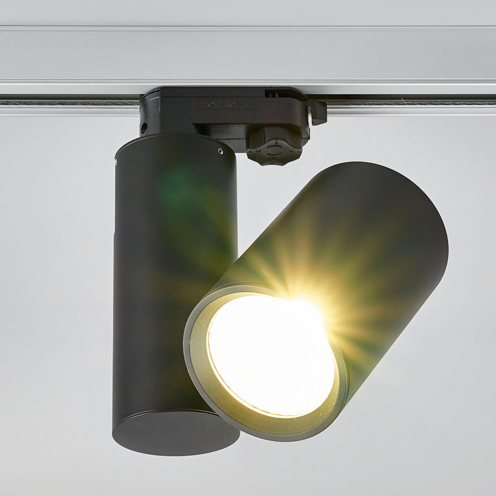 Giol LED track lighting spotlight in black, Lampenwelt.com, for Living / Dining Room, aluminium, glass, 18 W, energy efficiency: A+, W: 8 cm, H: 20.4 cm