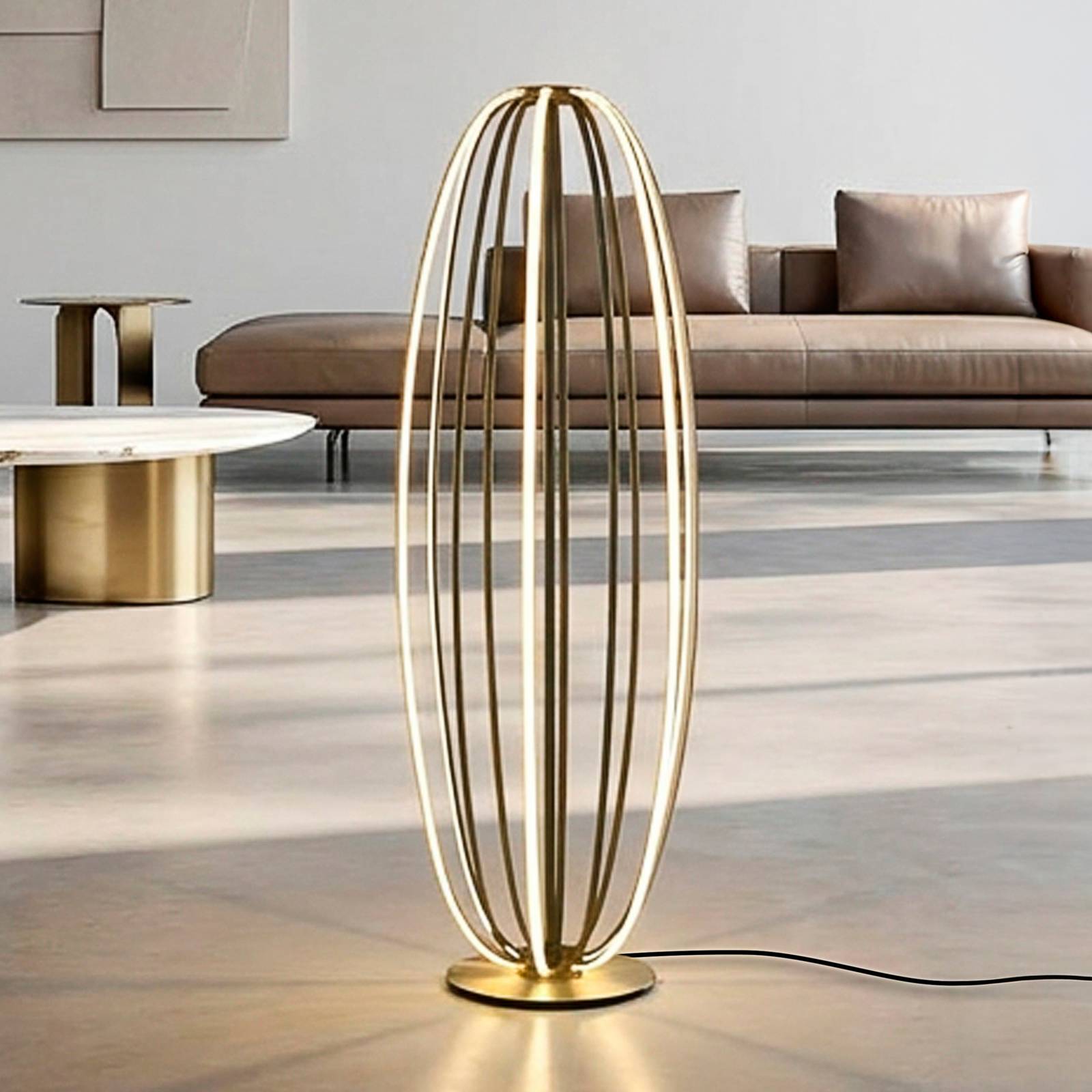 Paul Neuhaus LED vloerlamp Elvara, bronskleurig, hoogte 108 cm, metaal