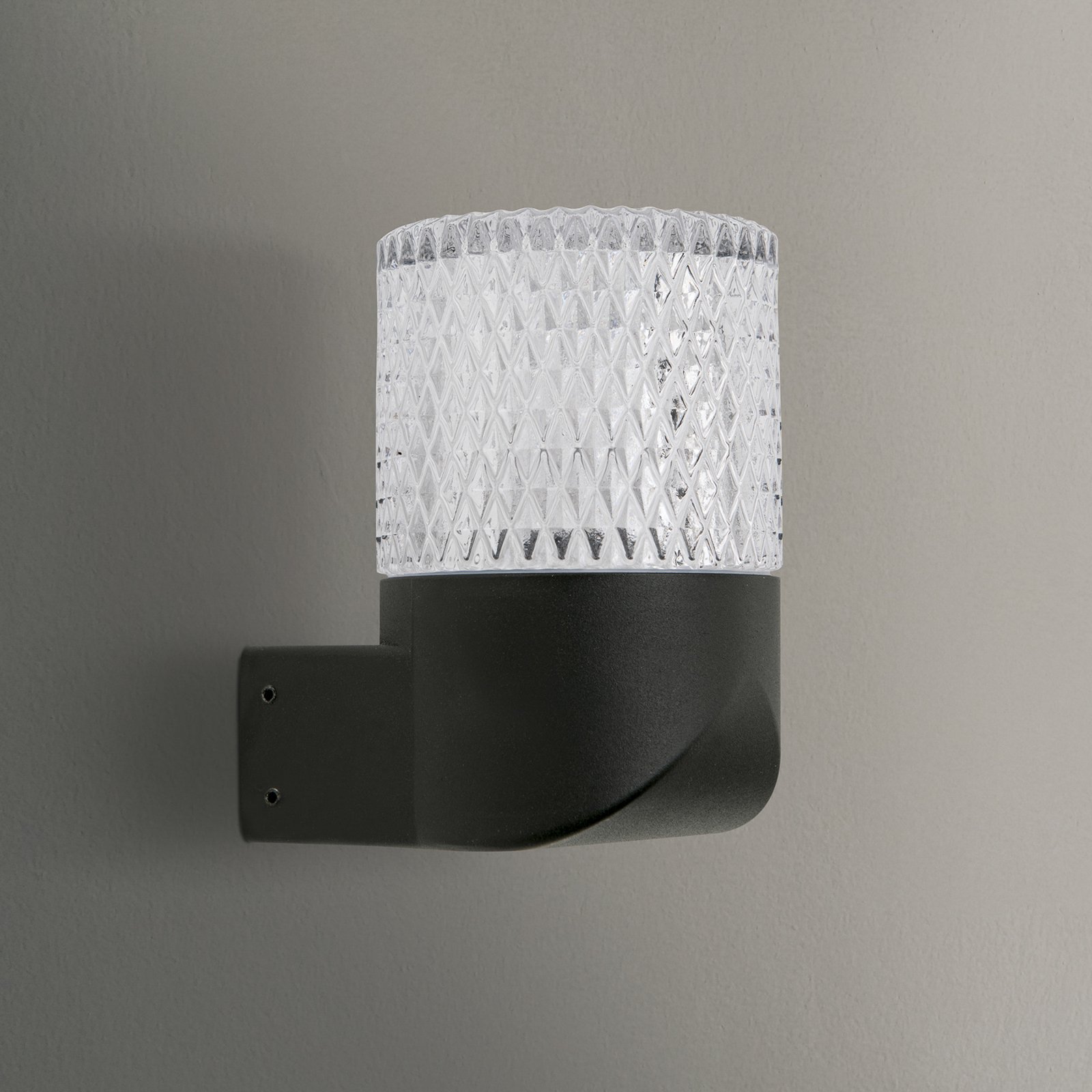 Buitenwandlamp Mondo, zwart, hoogte 12 cm, aluminium