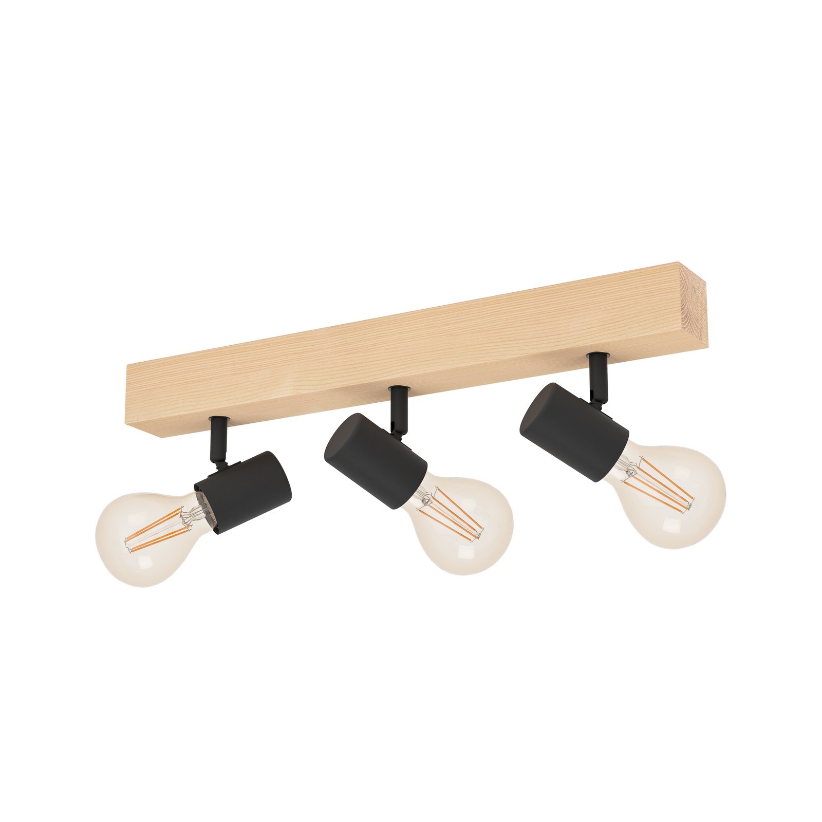 Townshend ceiling lamp 3 made of wood 3-bulb black