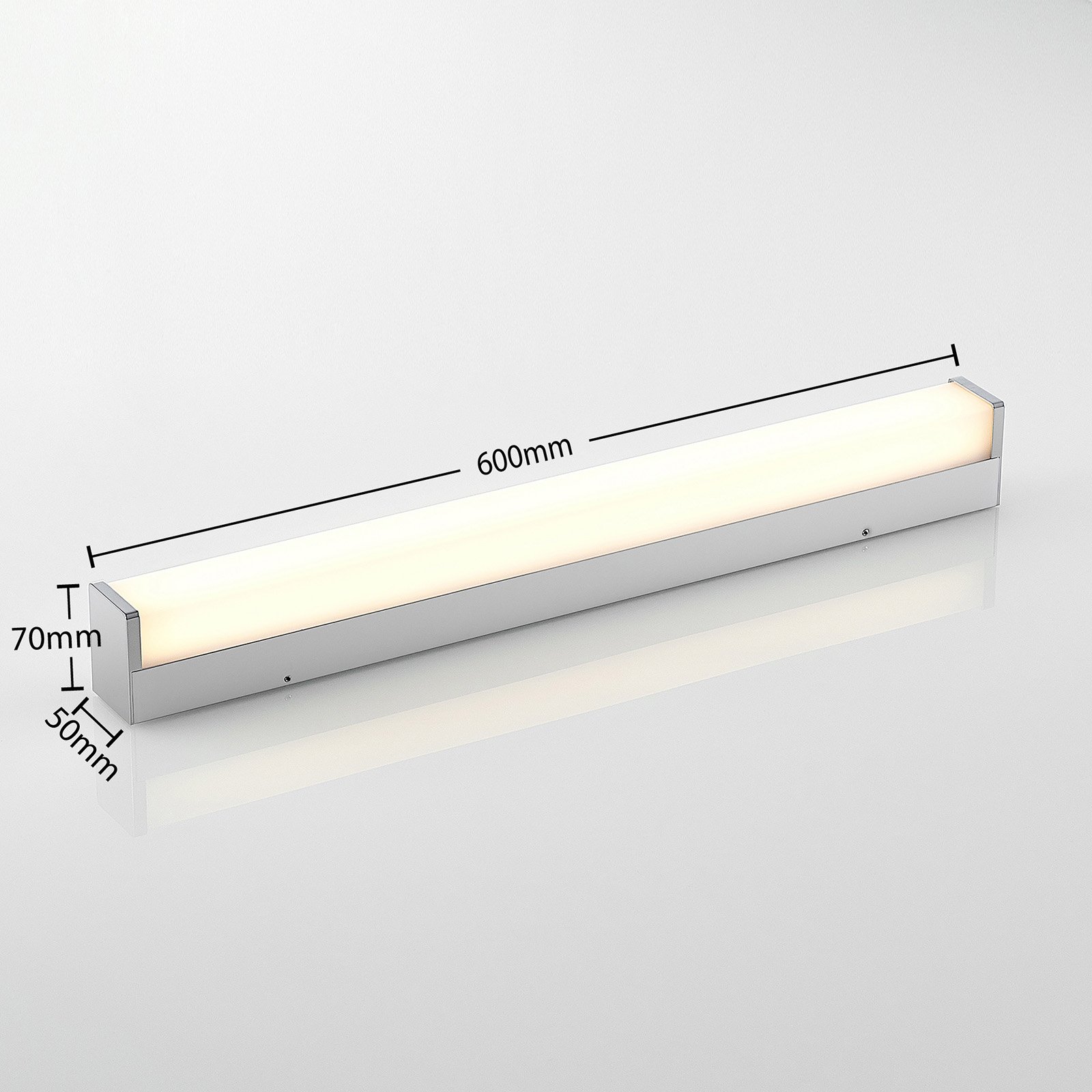 Lindby LED-Badezimmerlampe Klea, 60 cm, chrom, Metall, IP44