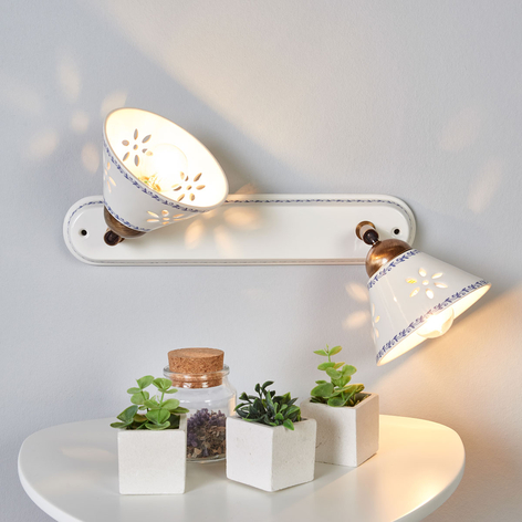 Lámpara de pared de cerámica blanca Nonna, 2 luces
