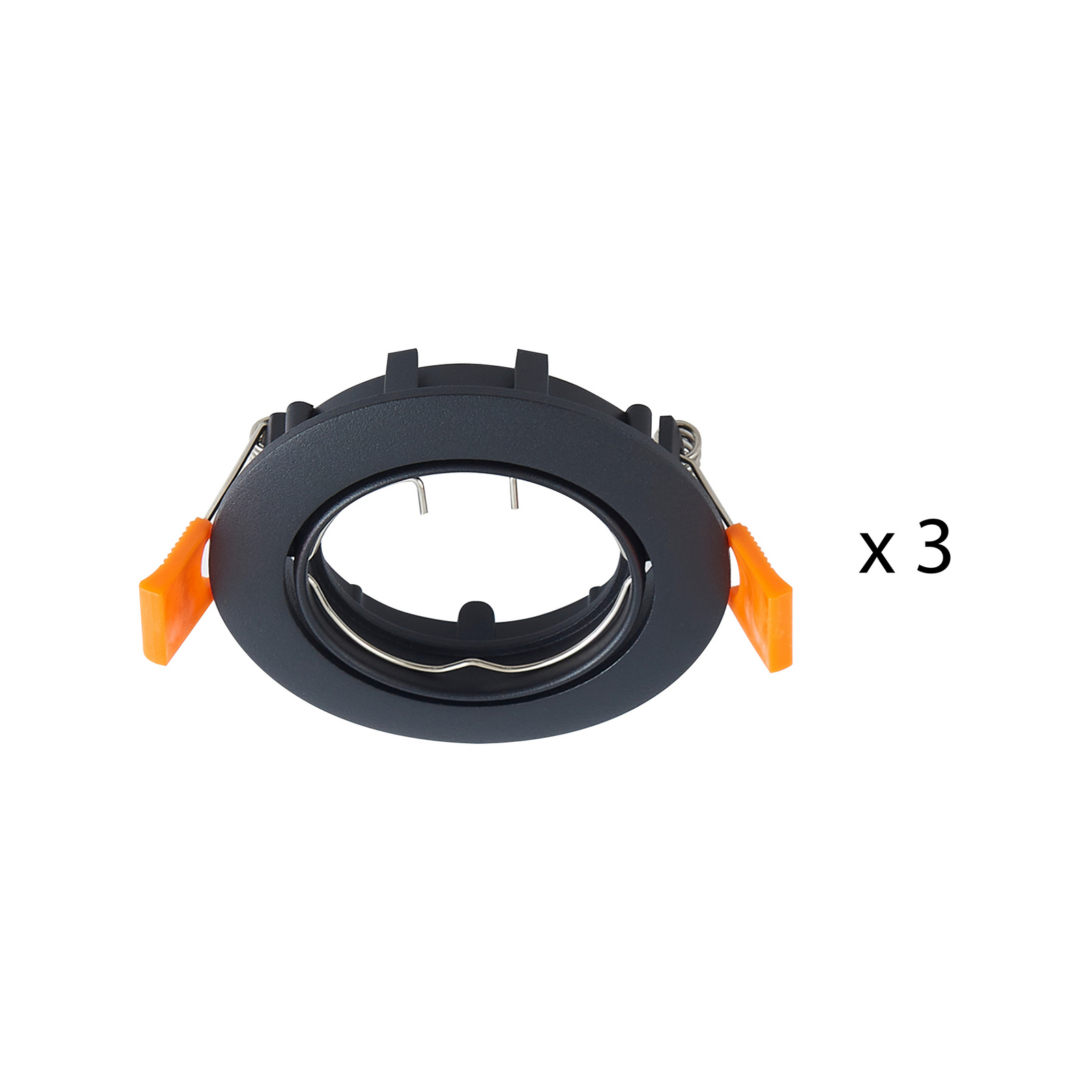 PRIOS beépíthető mennyezeti lámpa Fibur, fekete, cink, Ø 8,2 cm, 3 db