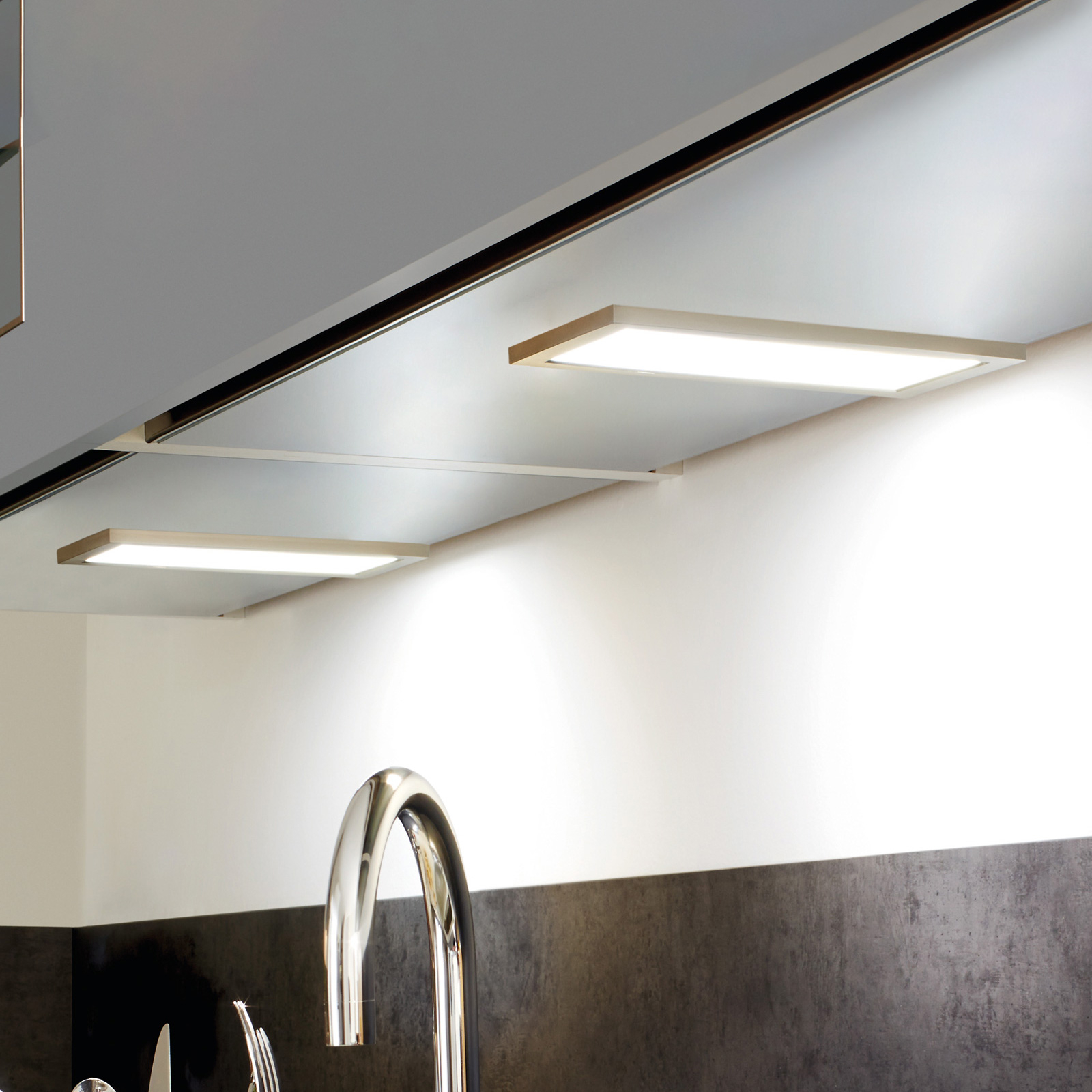HERA Sky under-cabinet dimmer 2x 4,000K stainless steel, for Kitchen, plastic, 6 W, energy efficiency: A+, L: 21 cm, W: 11 cm, H: 0.85 cm