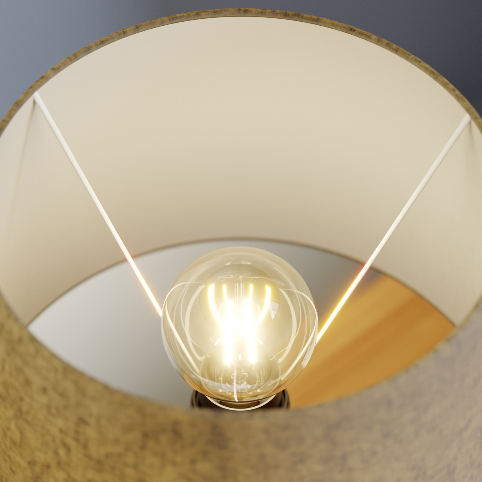 Vera bordlampe, stofskærm og stendekoration, 38 cm