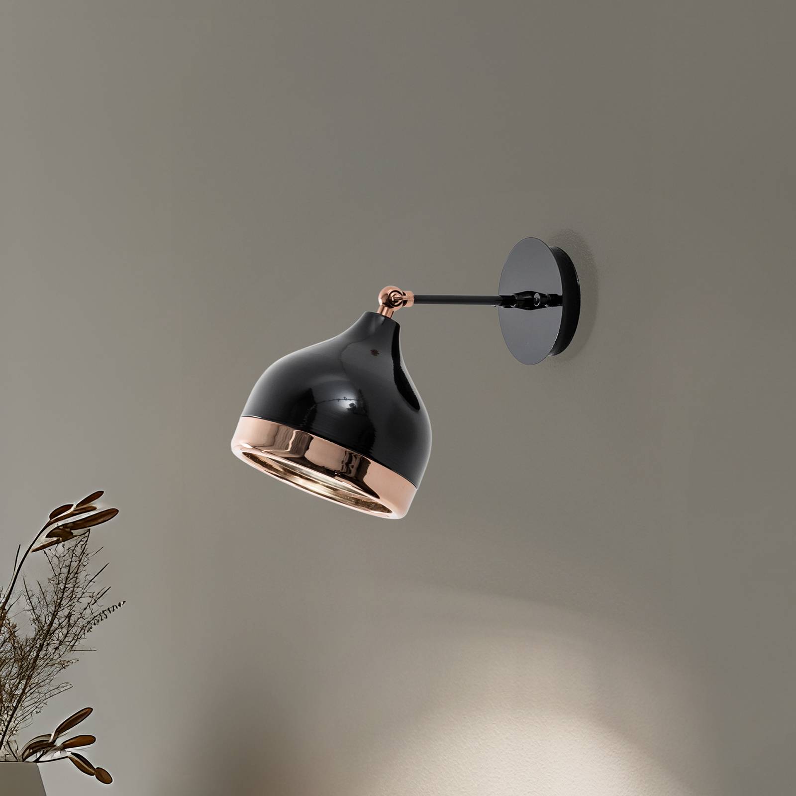 Wandleuchte Yildo 6901, schwarz/kupfer, Metall günstig online kaufen