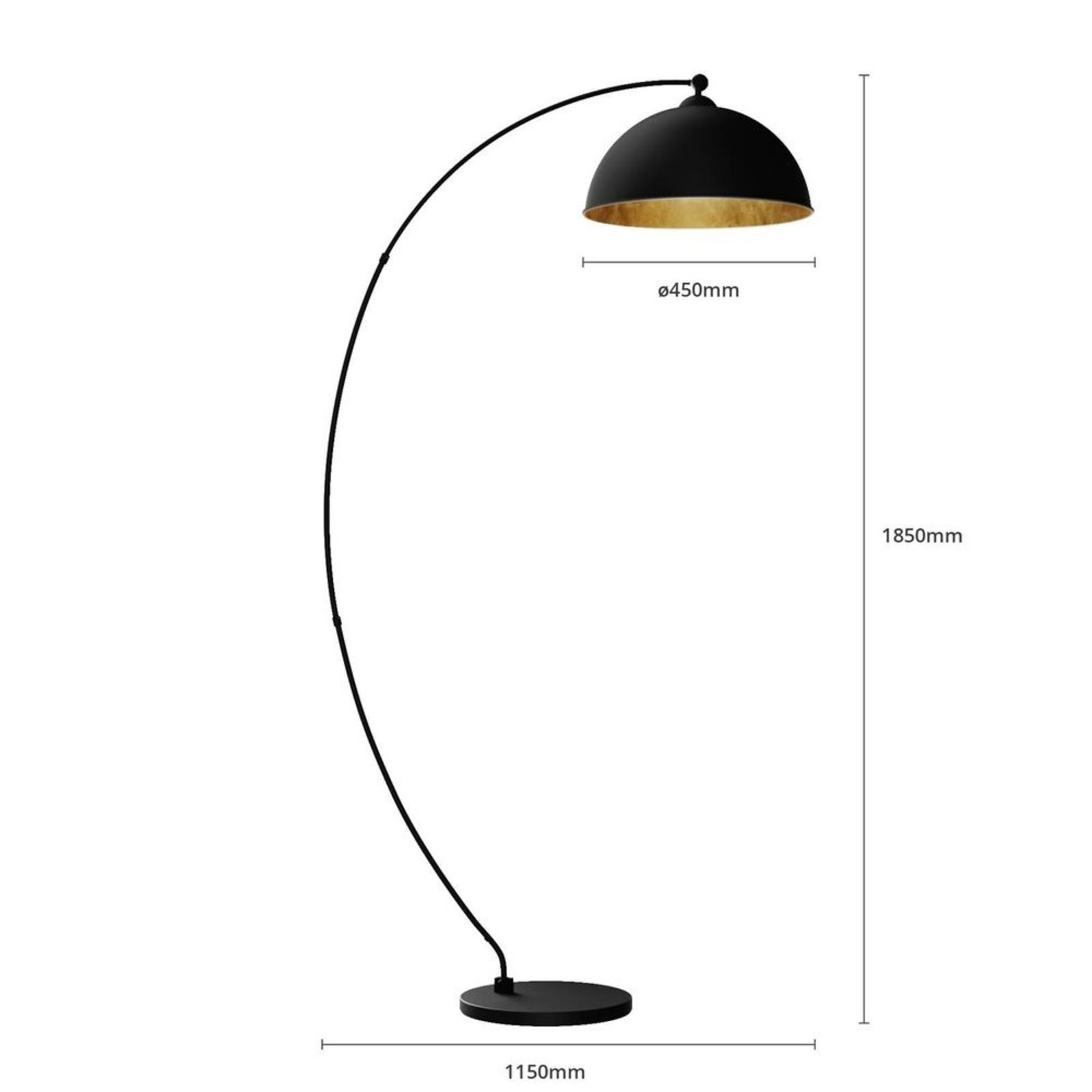 Jonera Floor Lamp Black/Gold - Lindby