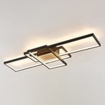 Lindby Plafonnier LED Emiljan, noir, intensité variable, aluminium