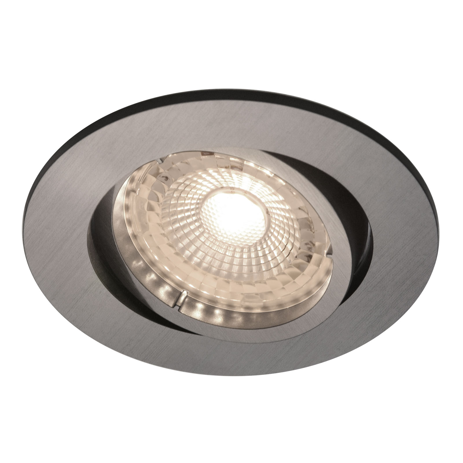 Nordlux Canis LED downlight 2,700 K set of 3, nickel, for Living / Dining Room, plastic, GU10, 4.8 W, energy efficiency: A++, H: 9 cm