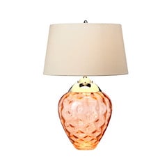 Lampa stołowa Samara, Ø 45,7 cm, łososiowy, tkanina, szkło, 2-punktowa
