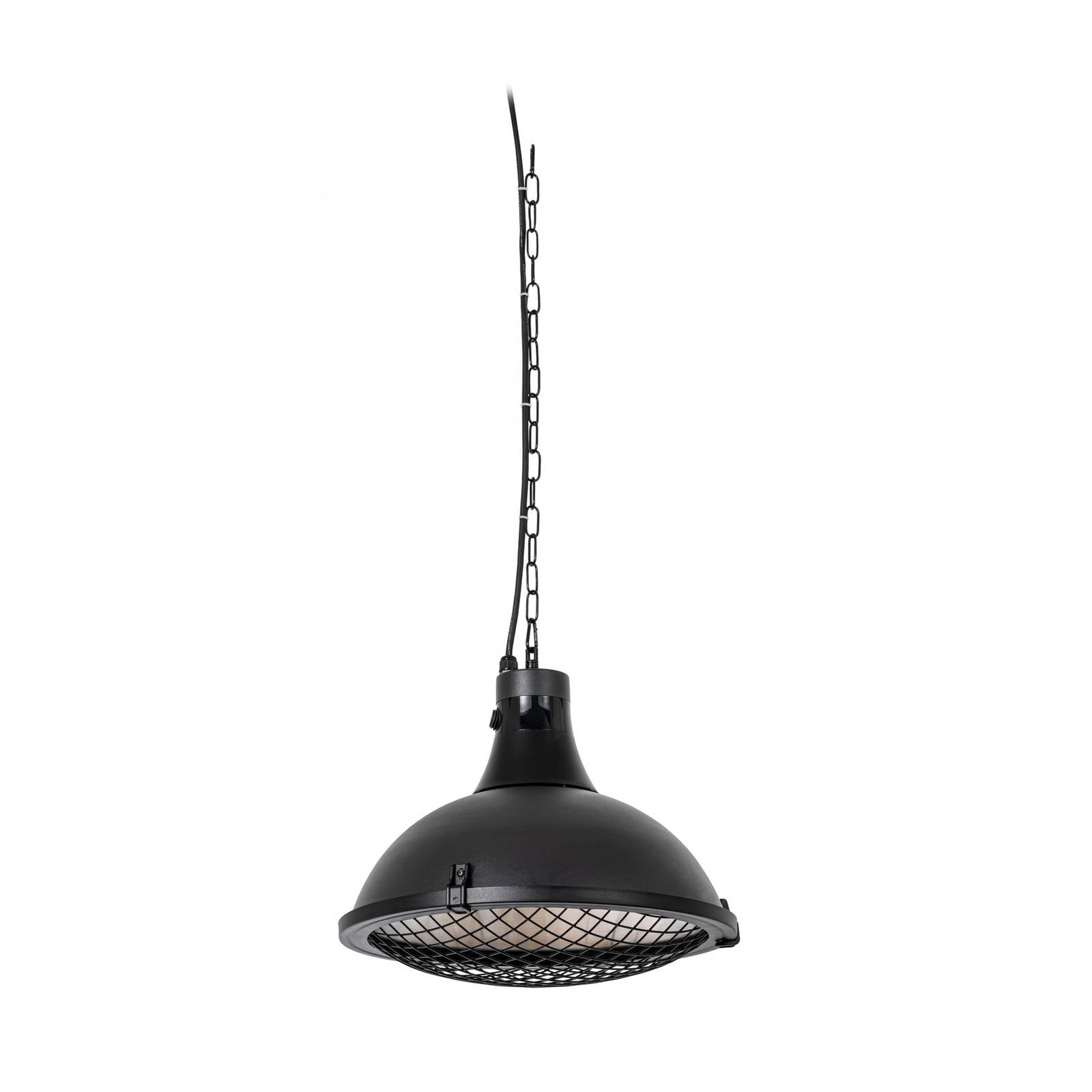 Lucande Hänge-Heizstrahler Ormio, schwarz,  Ø 43 cm, IP44