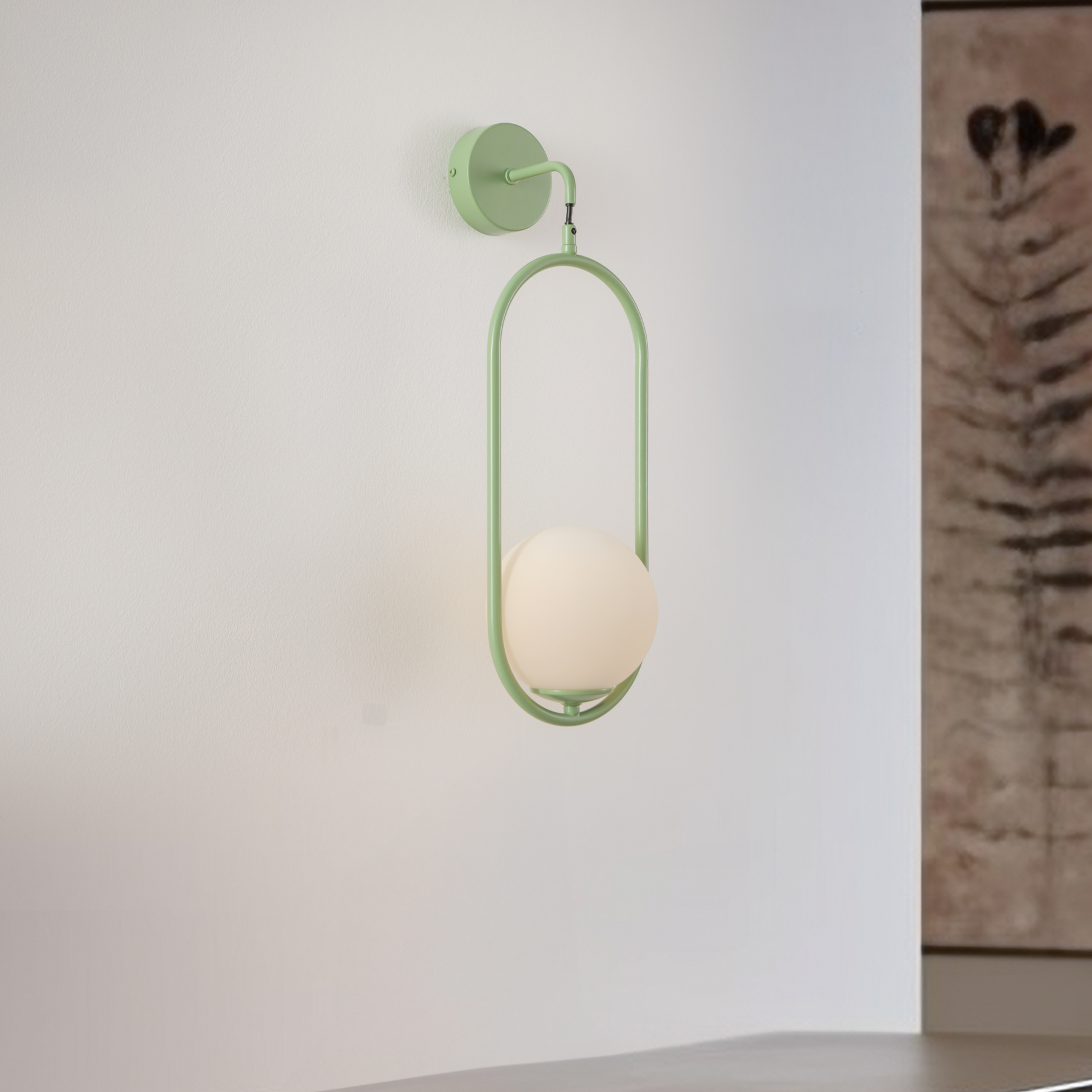 Sienas lampa Samba, viena spuldze, zaļa/balta