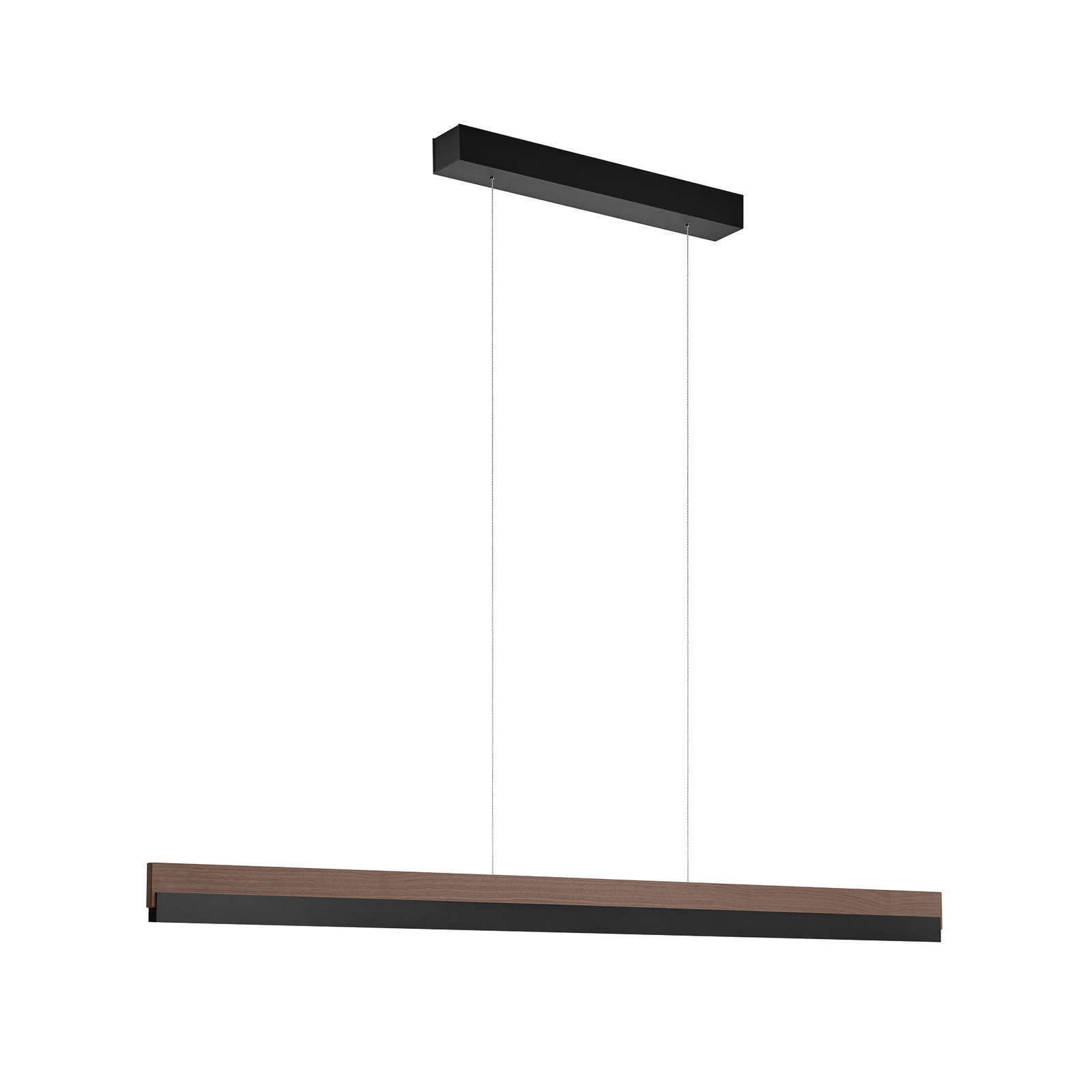 Quitani LED hanging light Keijo, black/nut, 123 cm