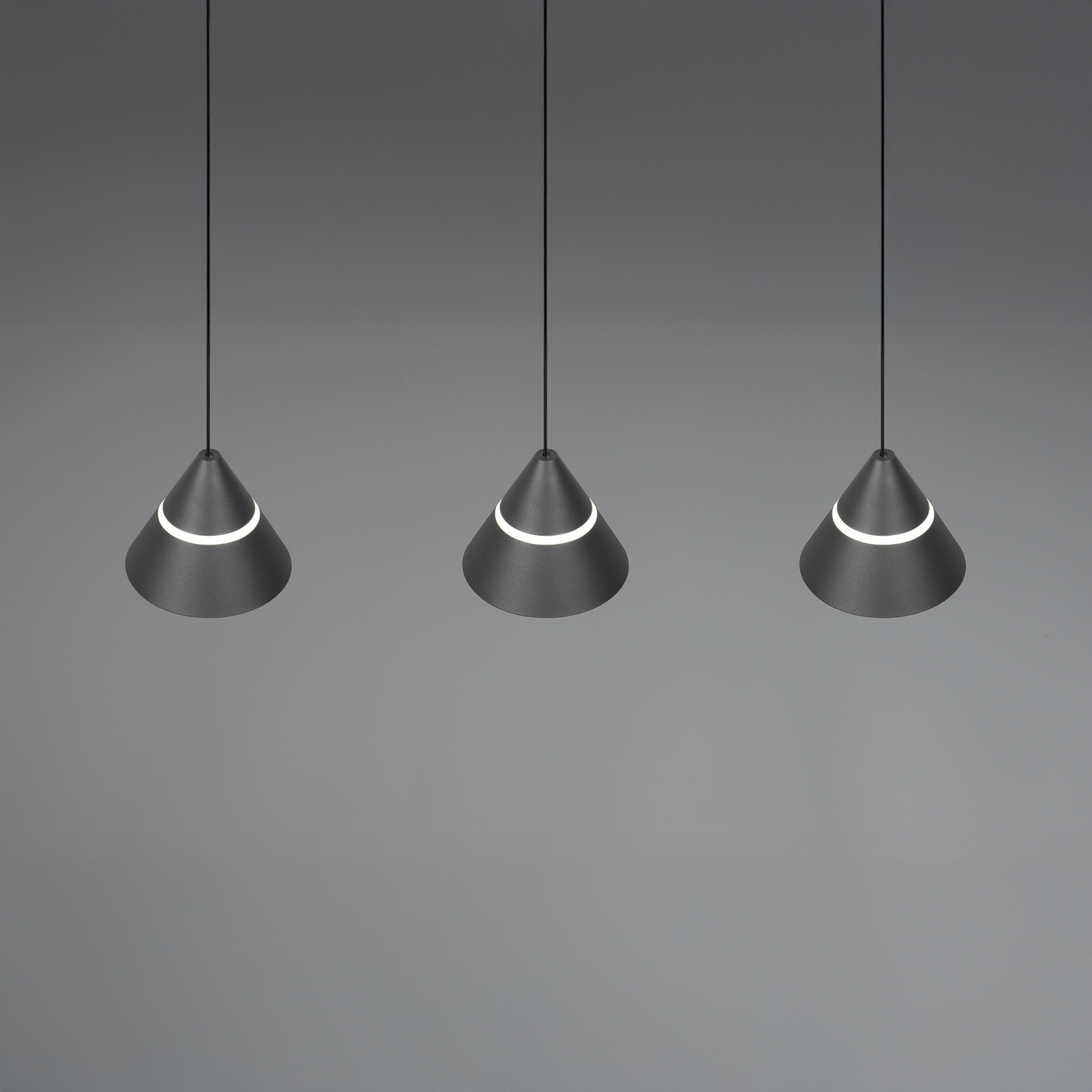 LED závesné svietidlo Romeo, dĺžka 55 cm, čierna, kov, 3-pl.