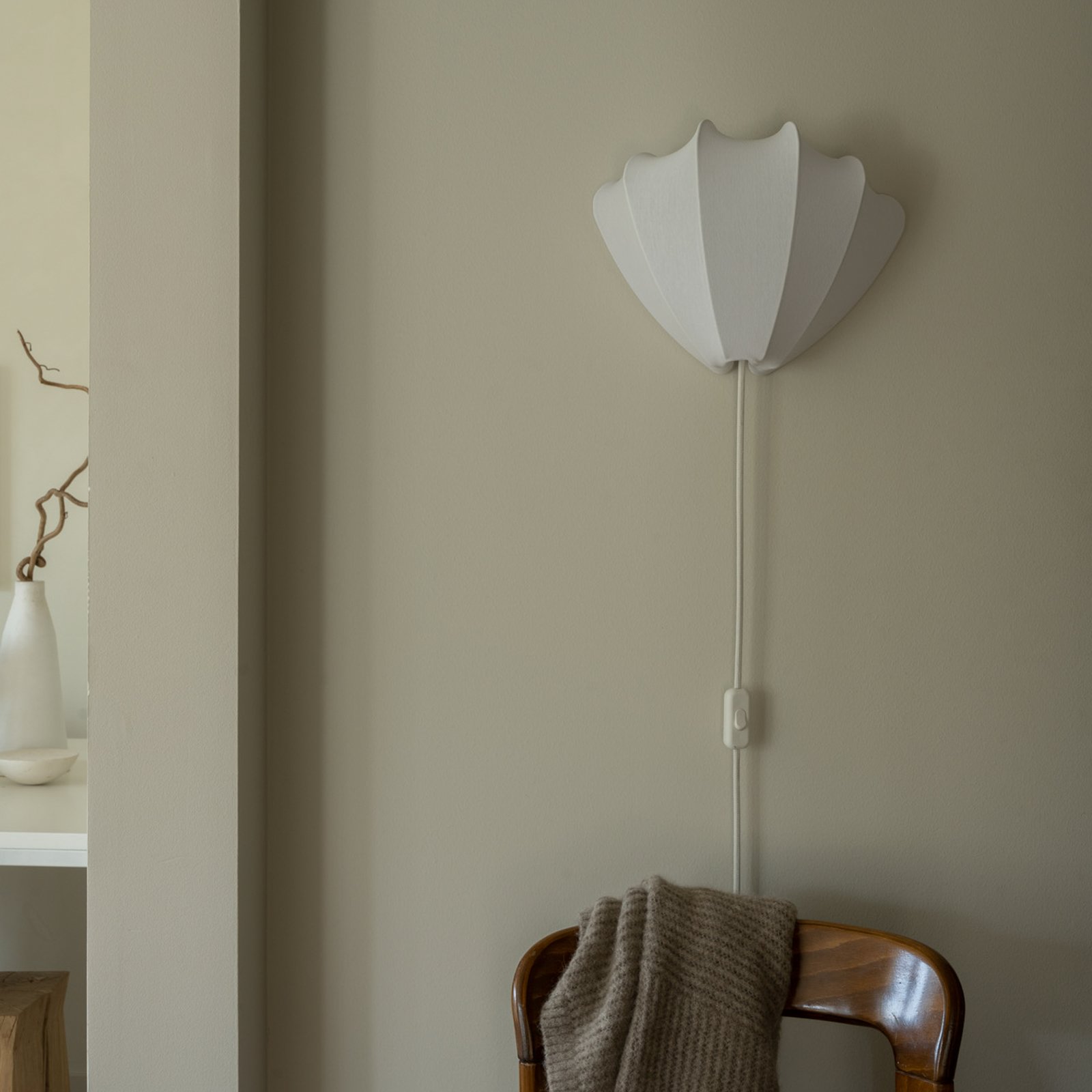 Anna applique, cotone, bianco, Ø 45 cm - Watt & Veke