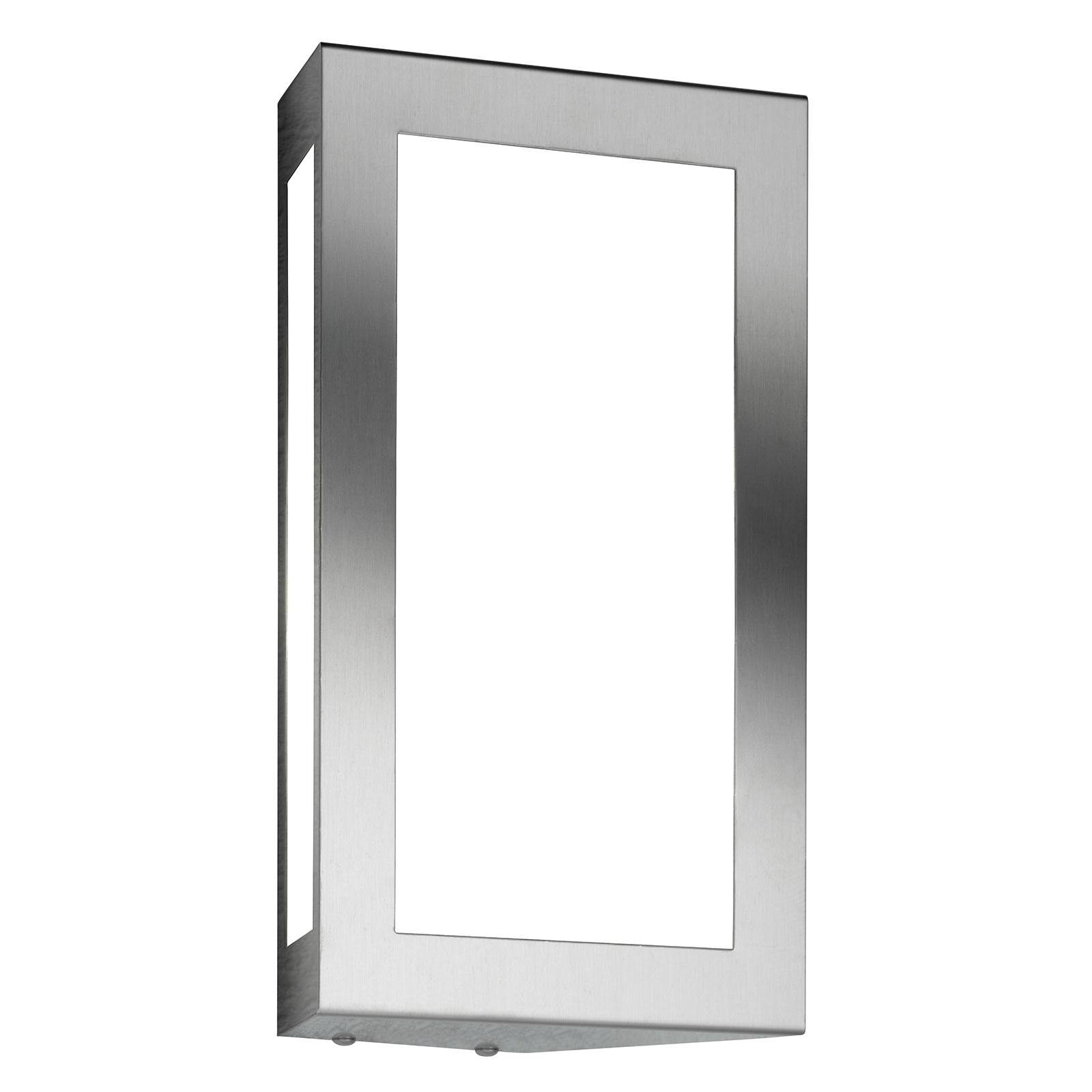 CMD Long Rectangular Exterior Wall Lamp, excl. Sensor, Stainless steel, opal glass, E27, 60 W, energy efficiency: A++, W: 16 cm, H: 28 cm
