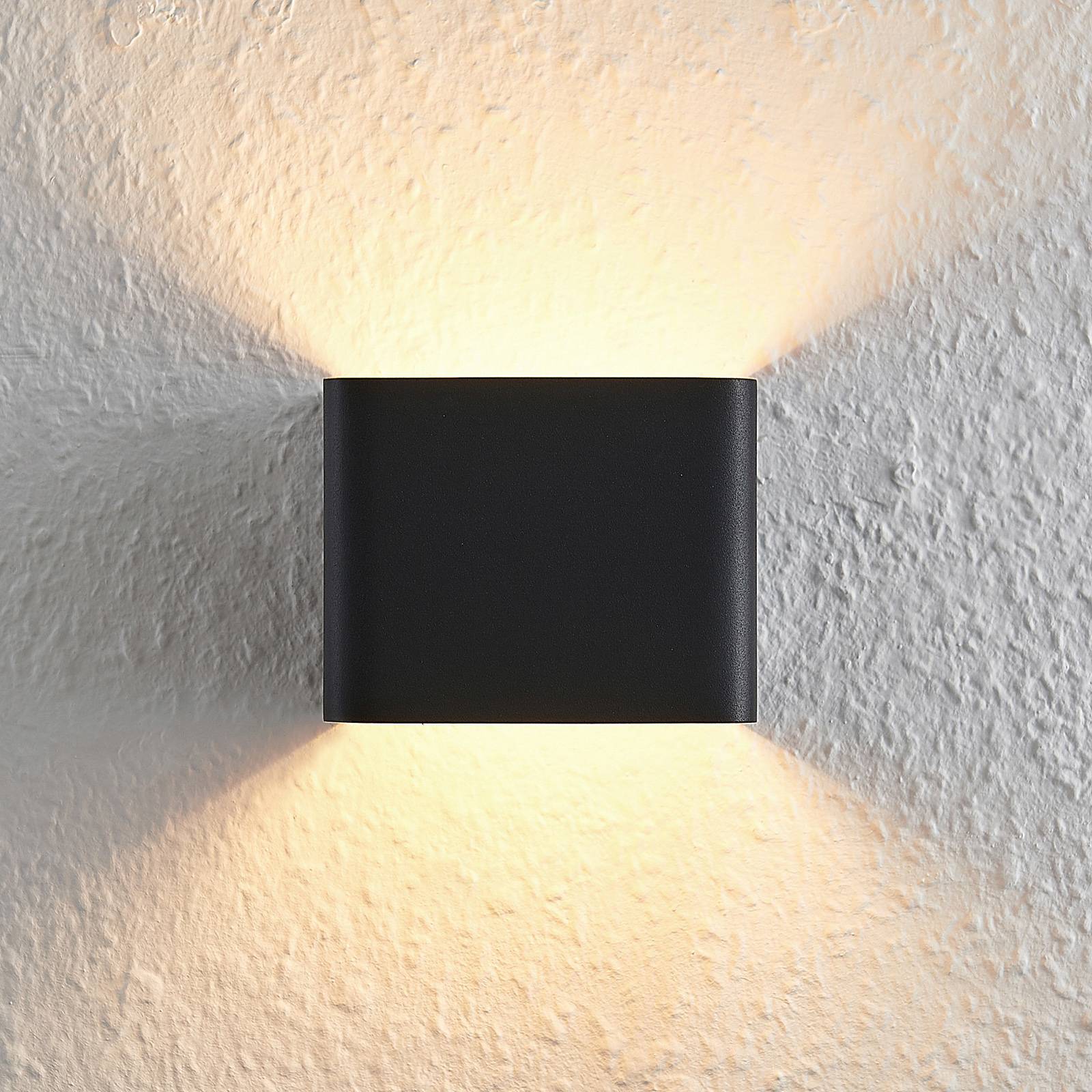 Arcchio LED kinkiet Karam, 10 cm, czarny, metal, góra/dół