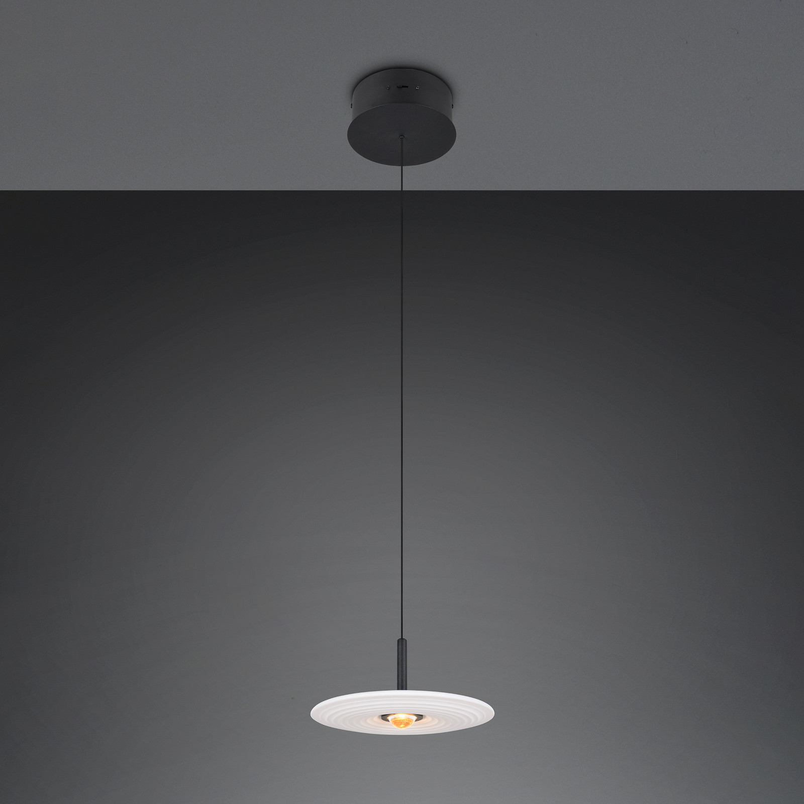 Trio Lighting LED висяща лампа „Sirena“, бяла, Ø 20 см, стъкло, CCT