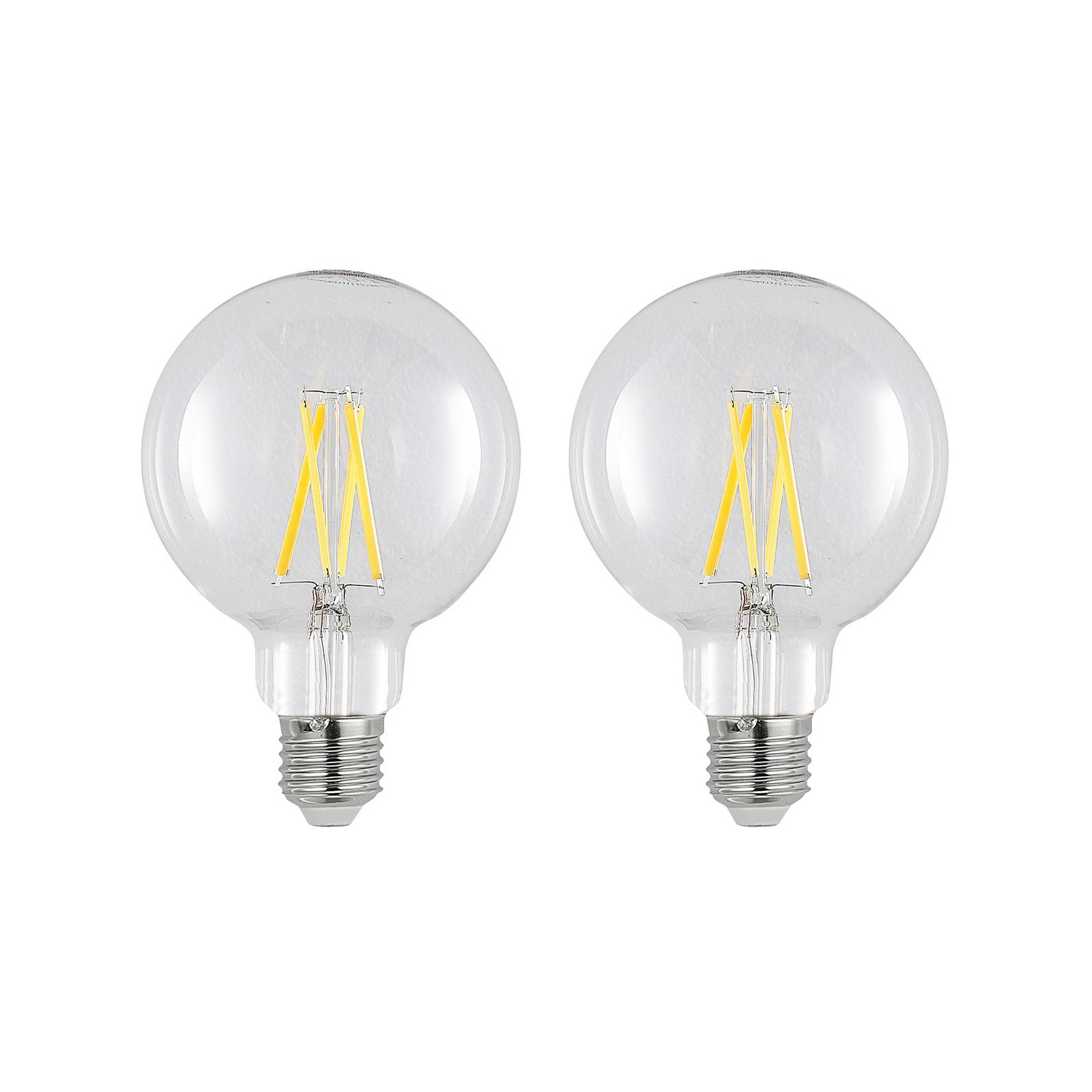 LED-Lampe E27 8W 2.700K G95 Globe klar 2er-Set