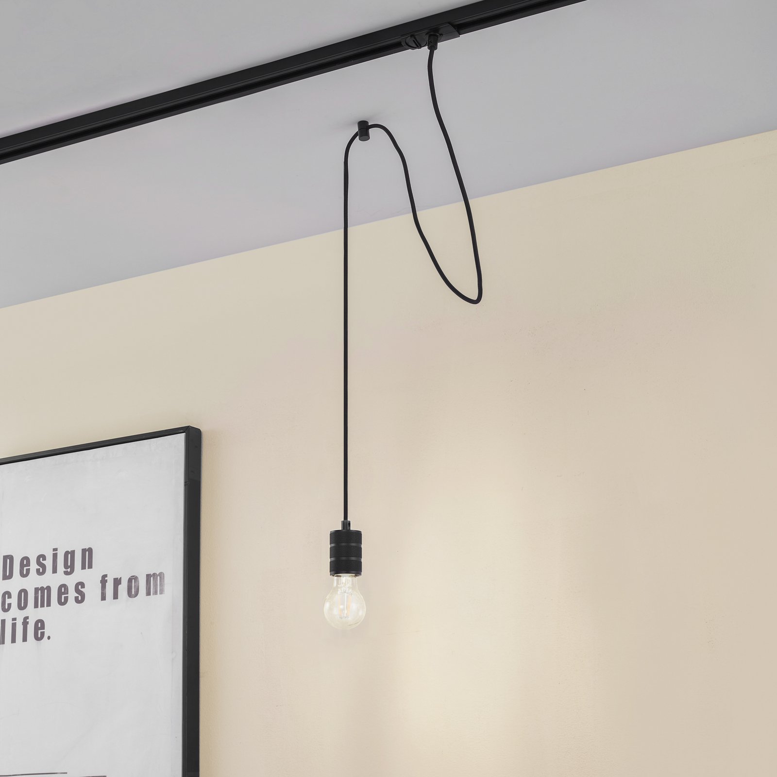 Lindby függőlámpa Linaro, Ø 4,6 cm, fekete, 1-fázisú, E27