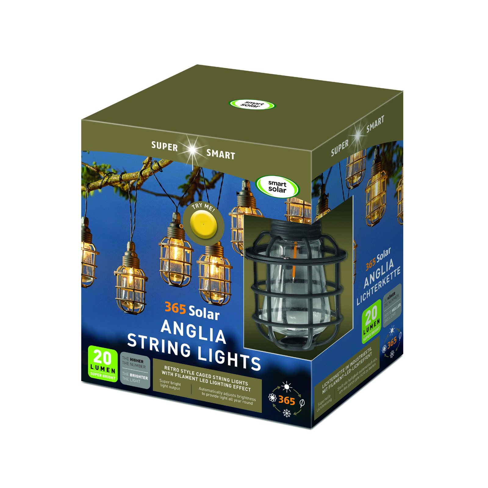 LED-Solar-Lichterkette Anglia 365, 10-flammig