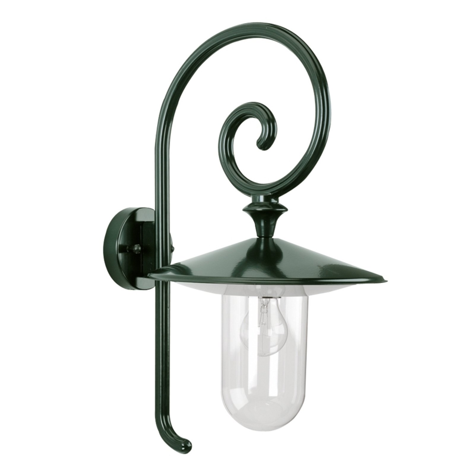 K. S. Verlichting Outdoor wall light Louvre, 38 cm deep, green/clear, metal, plastic, E27, 60 W, energy efficiency: A++, H: 60 cm