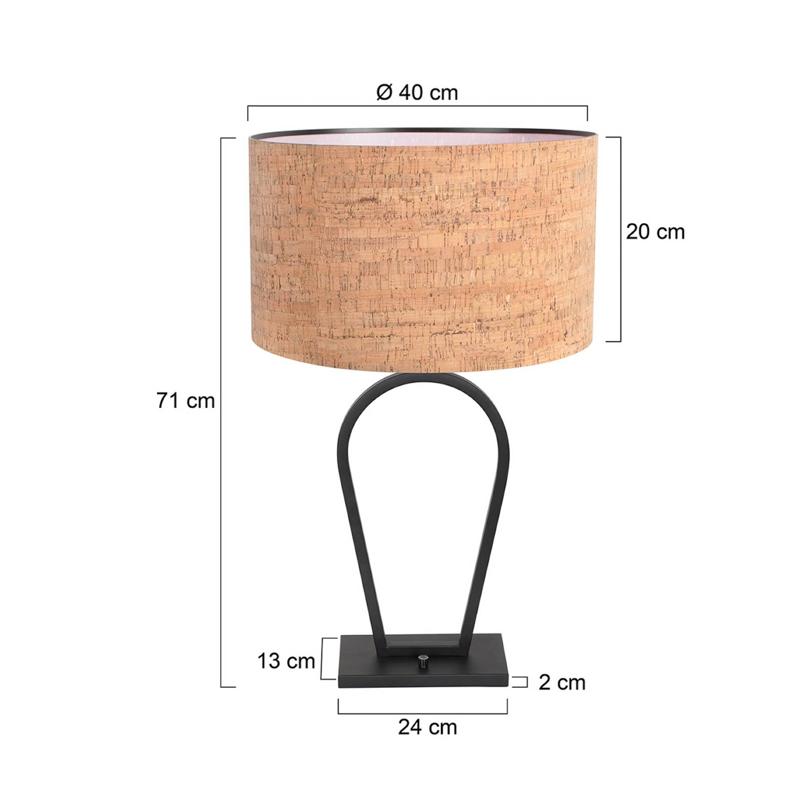 Steinhauer Lampe de table Stang, noir/marron, hauteur 71 cm, liège