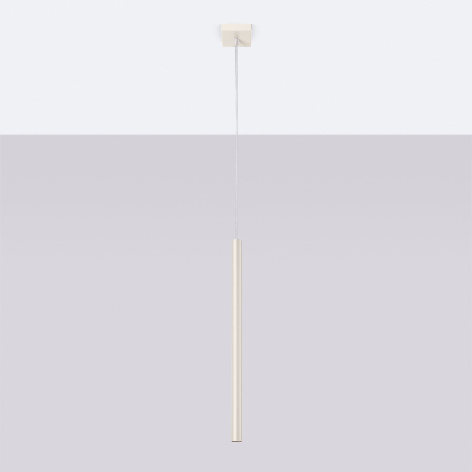 Candeeiro suspenso Pastelo, bege, Ø 2 cm, aço, 3 lâmpadas.
