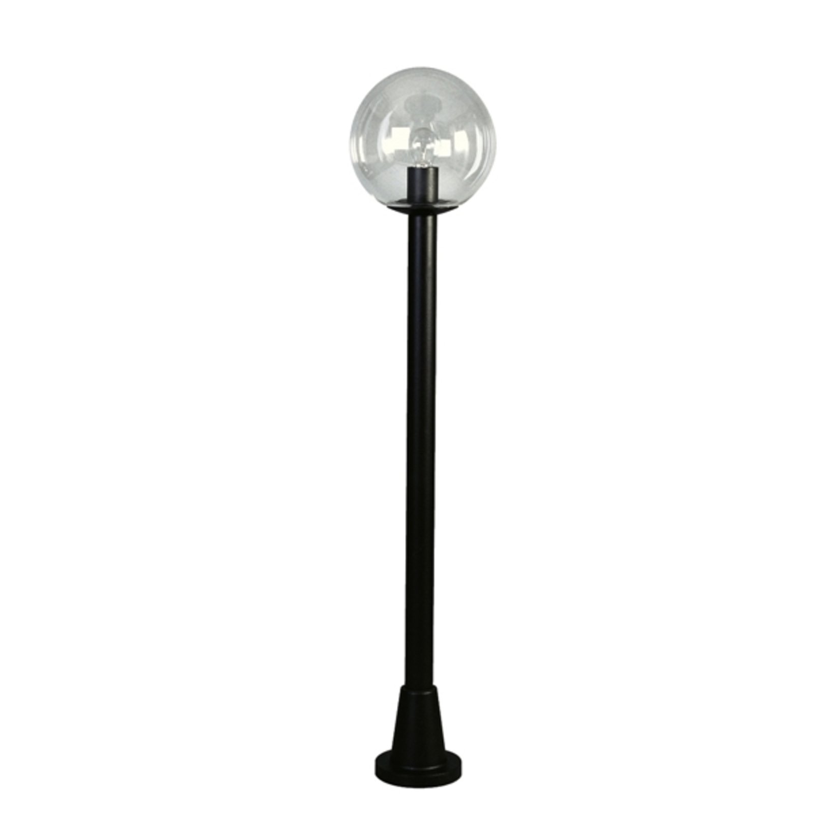 Path light with clear crystal sphere, black