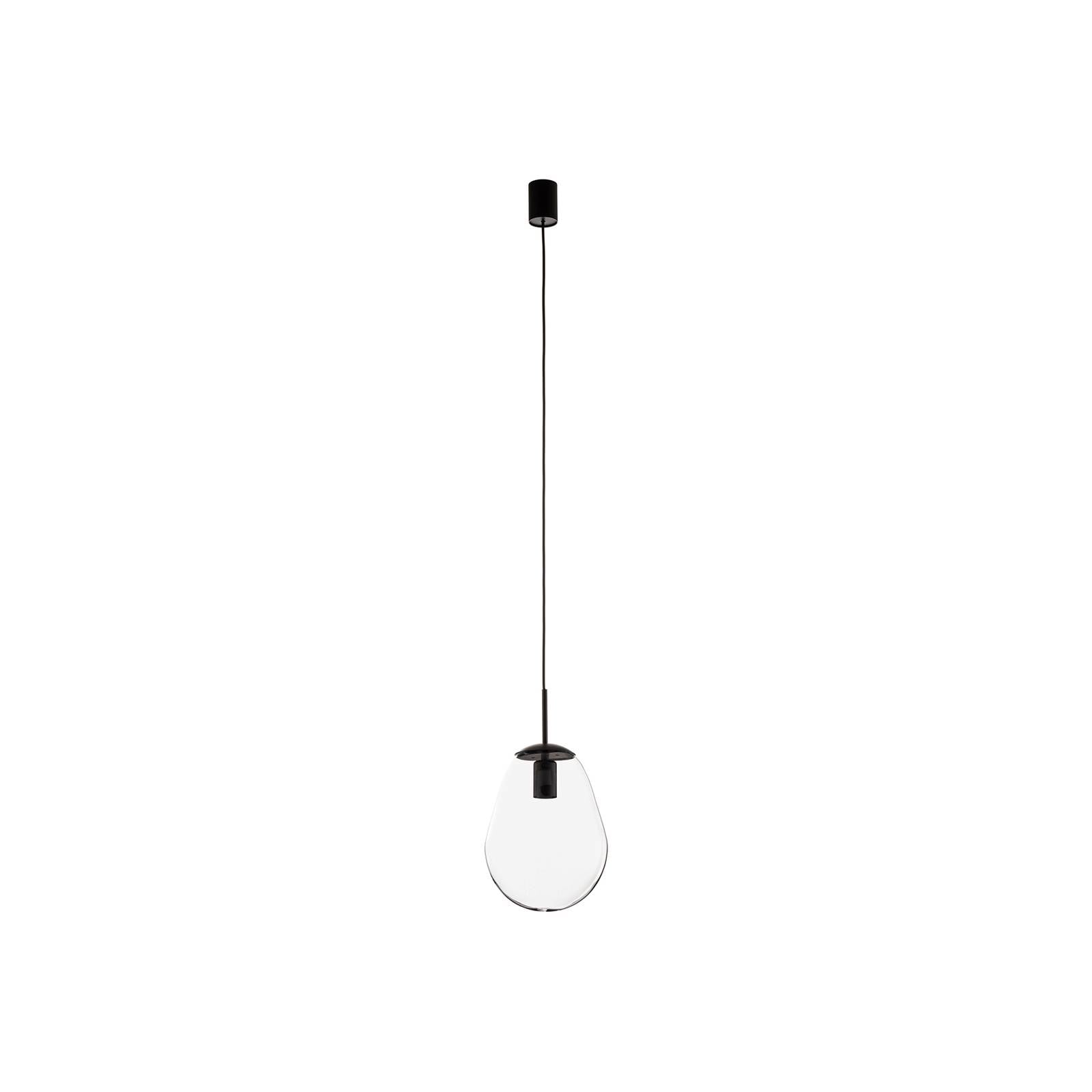 Hängeleuchte Pear S mit Glasschirm, schwarz