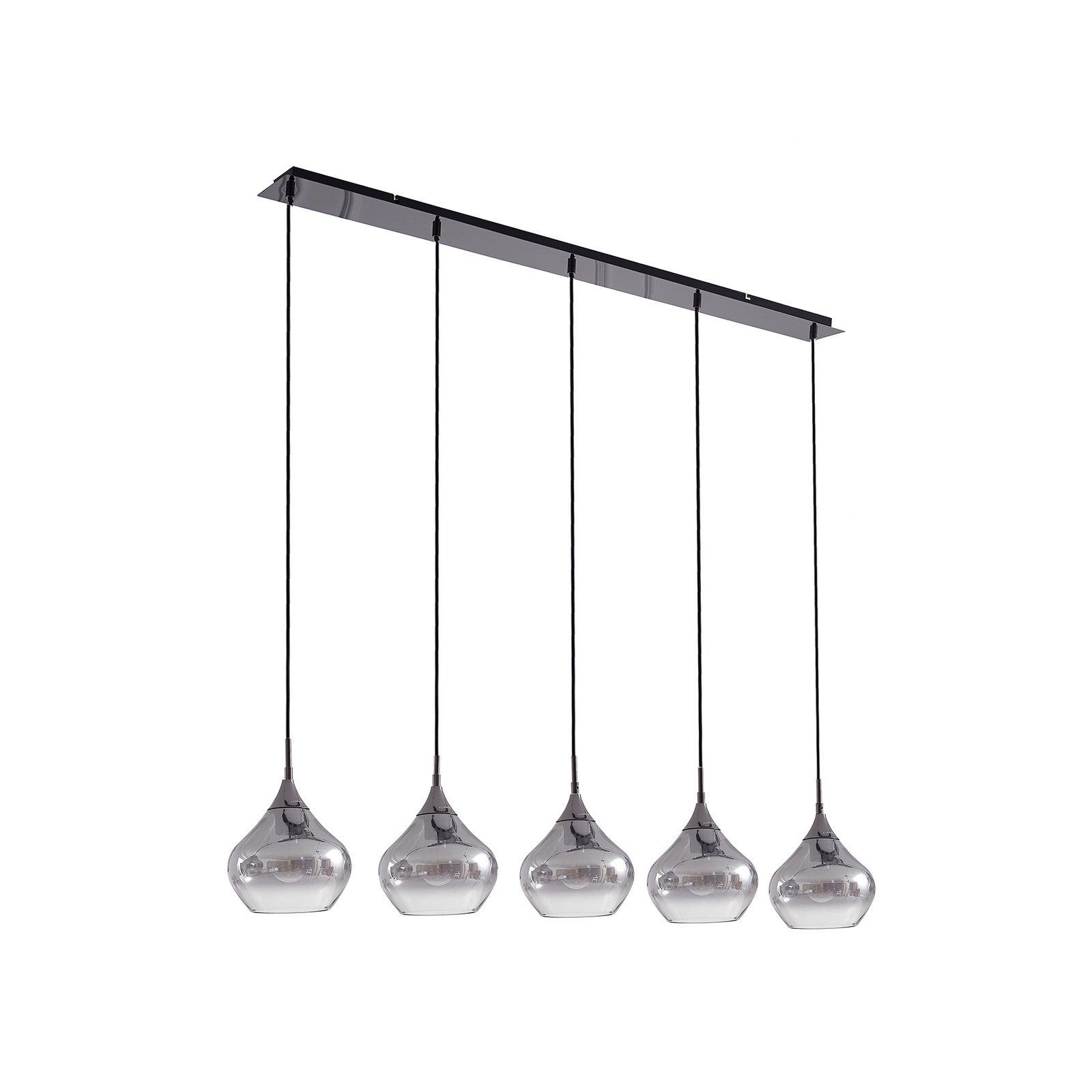 Lucande pendant light Jarven, 5-bulb, black, glass