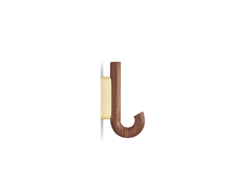 Produktfoto för Gejst - Hook Mini  - Krokar - Walnut/Brass - D6,2 x W2 x H13,3 cm