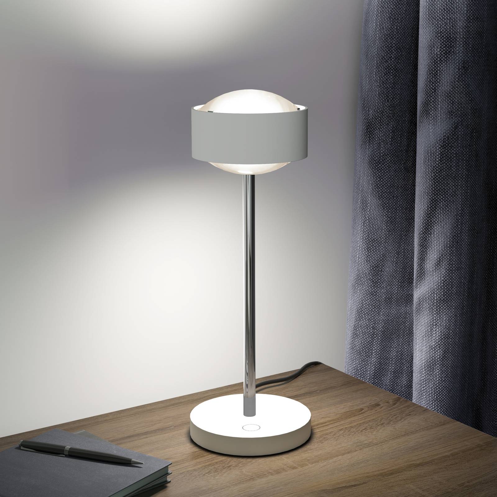 Top Light Puk! 120 Eye Table LED mates blanc/chromé