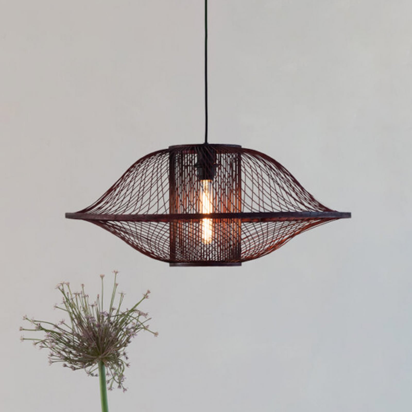 GOOD & MOJO Suspension Maui, rouge, Ø 70 cm, bambou, E27