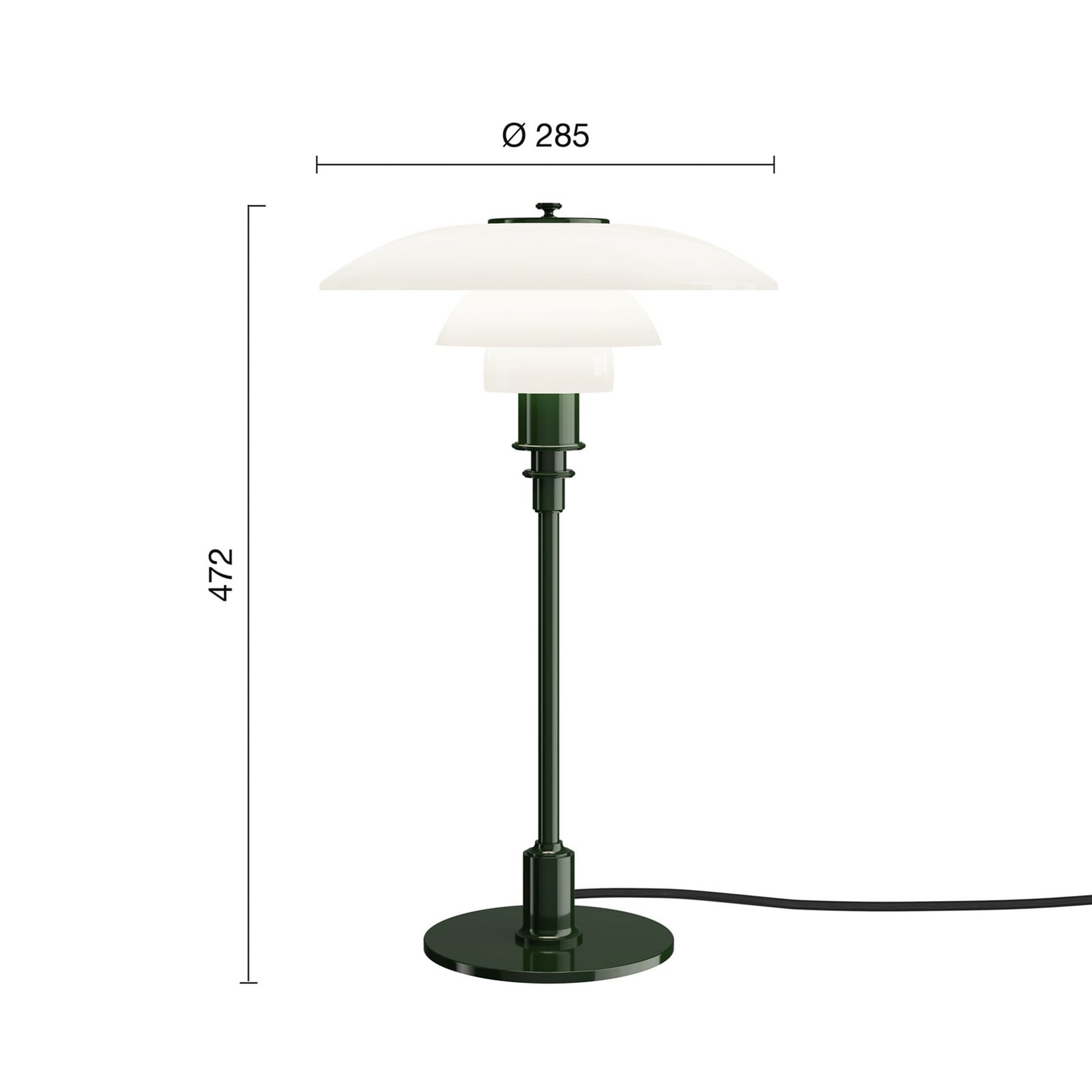 PH 3/2 pöytälamppu, tummanvihreä, Ø 28 cm – Louis Poulsen
