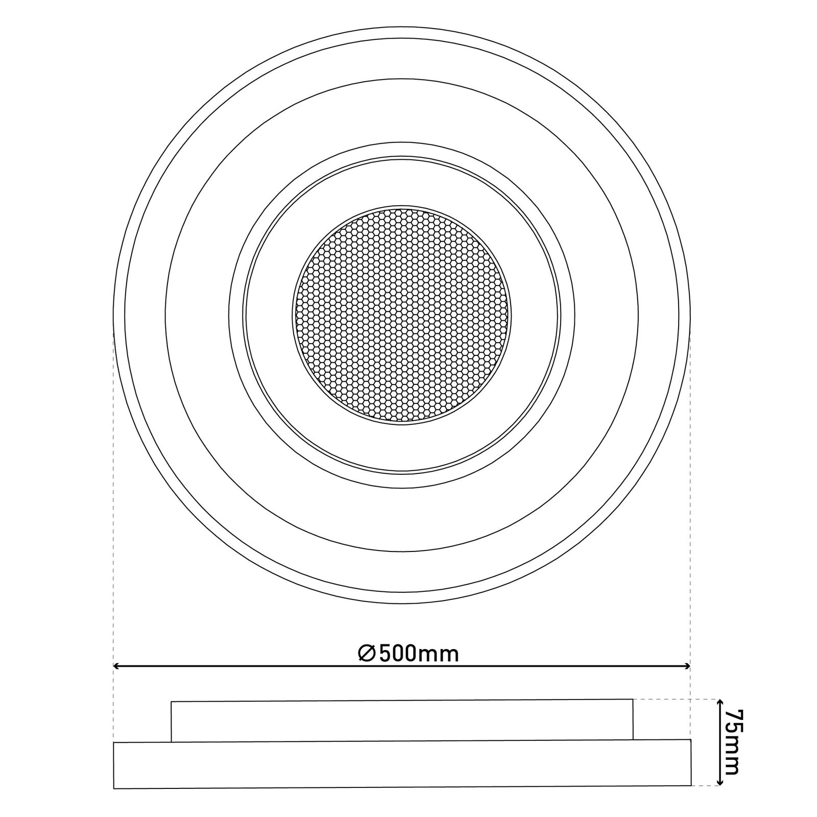 Plafonnier LED Doira, blanc, métal, Ø 50 cm, CCT, télécommande