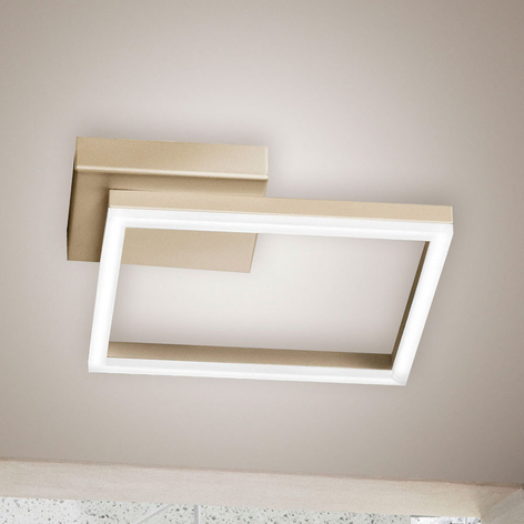 Plafón LED Bard, 27x27cm, acabado dorado mate