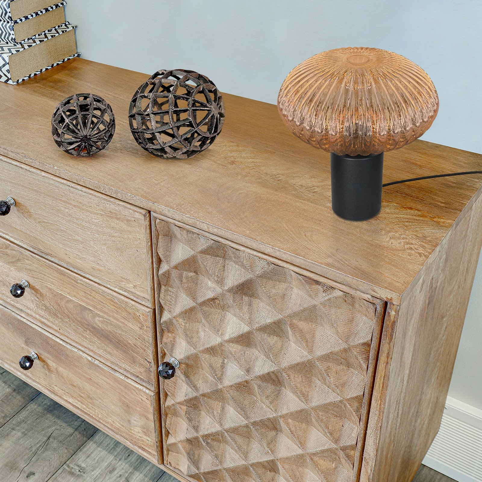 Laualamp Bloeba, Ø 30 cm must/merevaigukollane, klaas