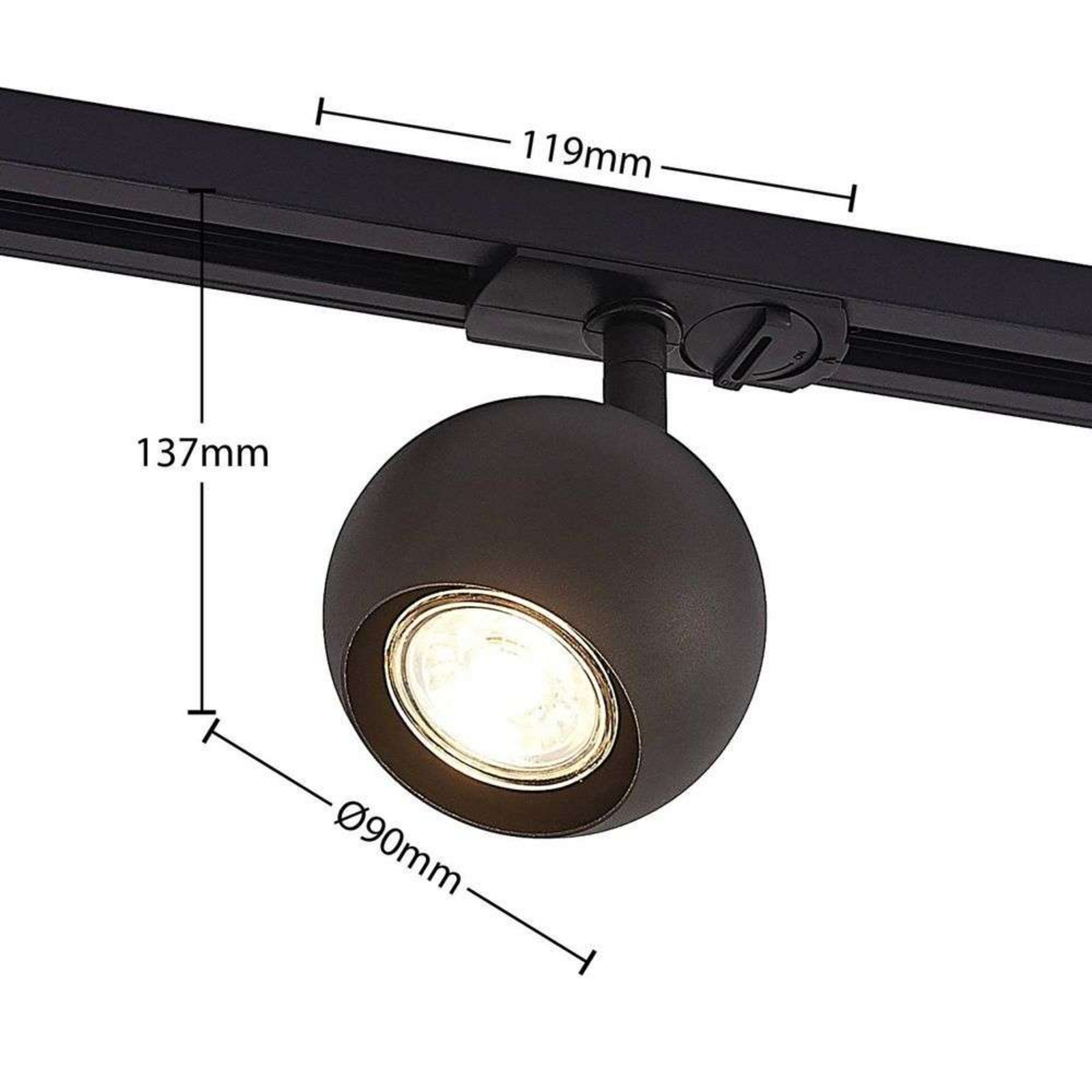 Linaro Round Trilho de luz GU10 Preto - Lindby