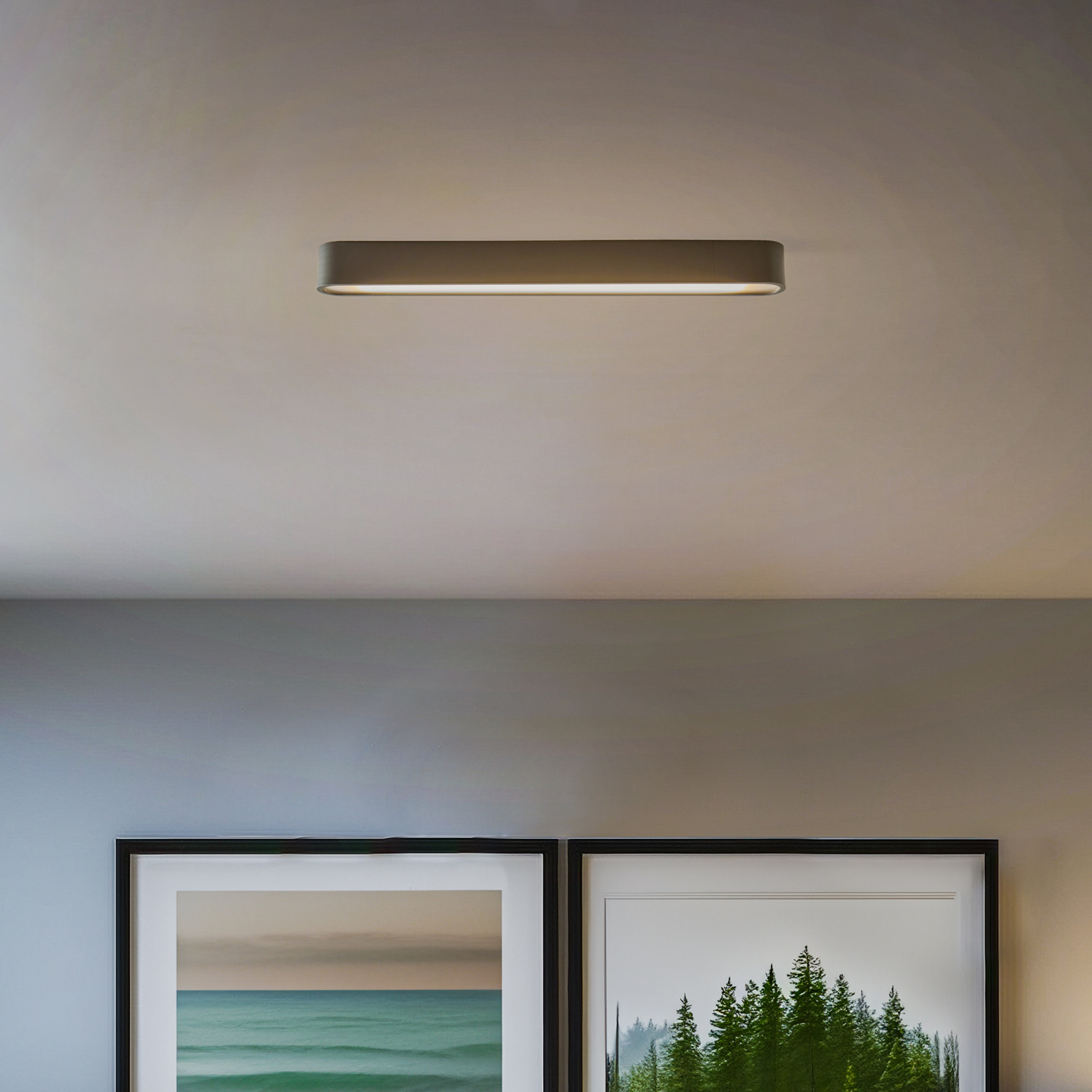 Loftlampe Soft, 63 x 6 cm, grafit, aluminium, G13
